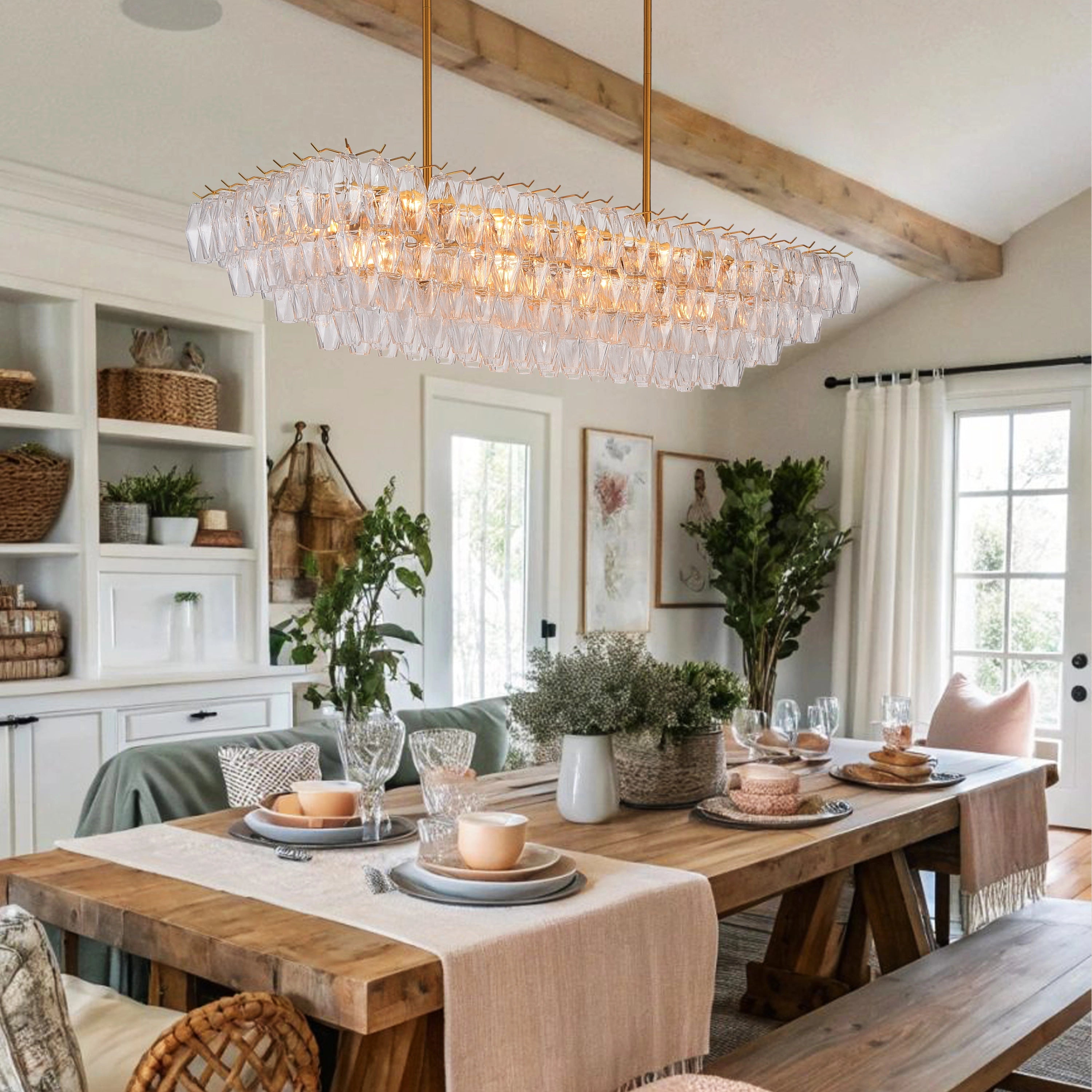 Celestial Drop Glass Crystal Glass Chandelier 137cm W