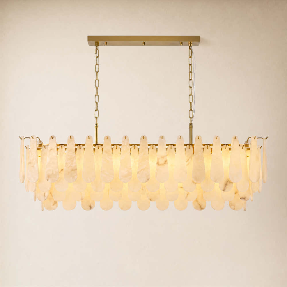 Caldera Alabaster Rectangular Custom Chandelier 54"W 72"W#Finish_Gold,size_54"