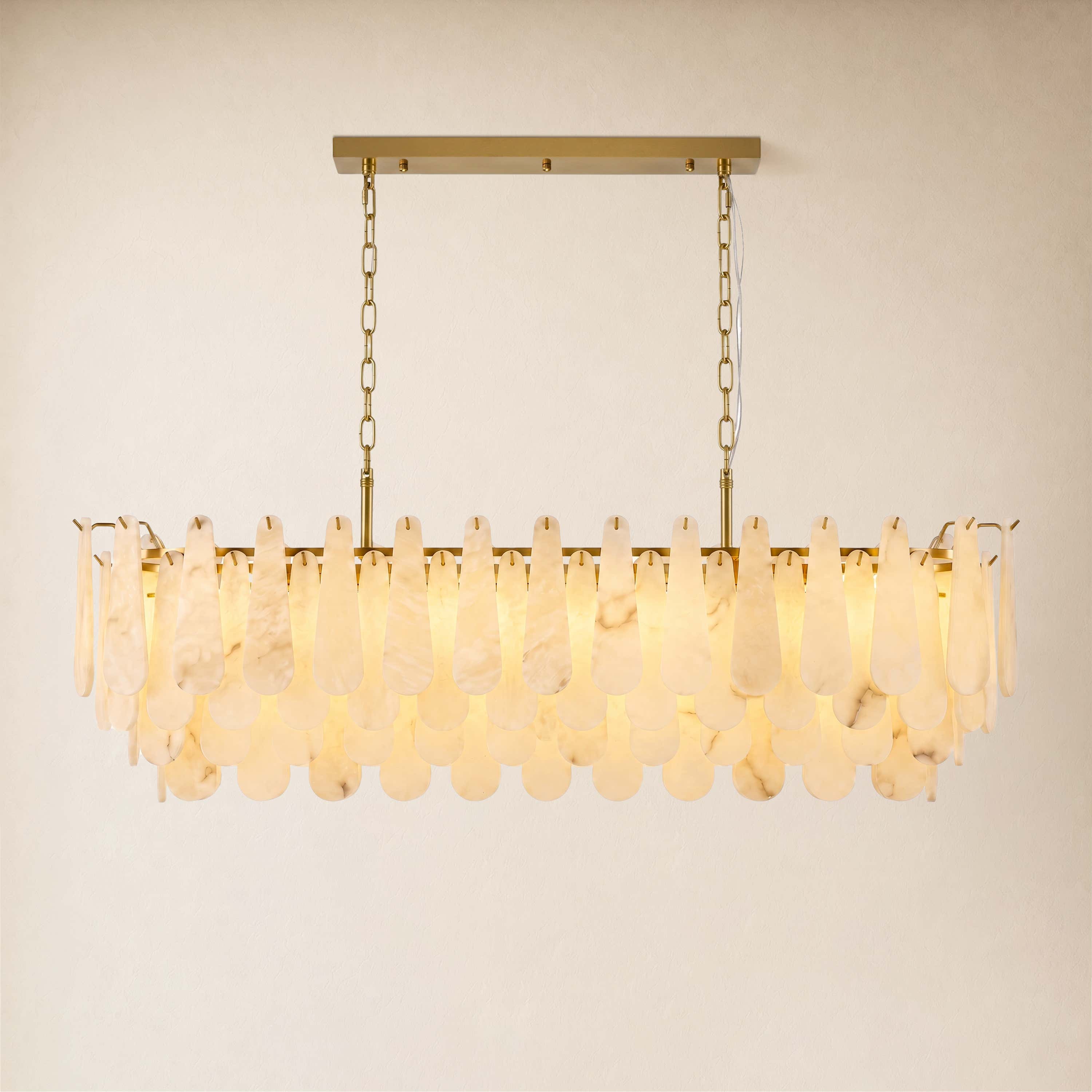 Caldera Alabaster Rectangular Custom Chandelier 54"W 72"W