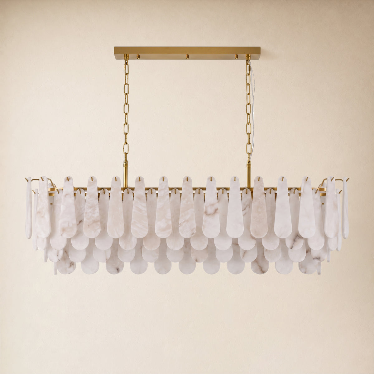 Caldera Alabaster Rectangular Custom Chandelier 54"W 72"W