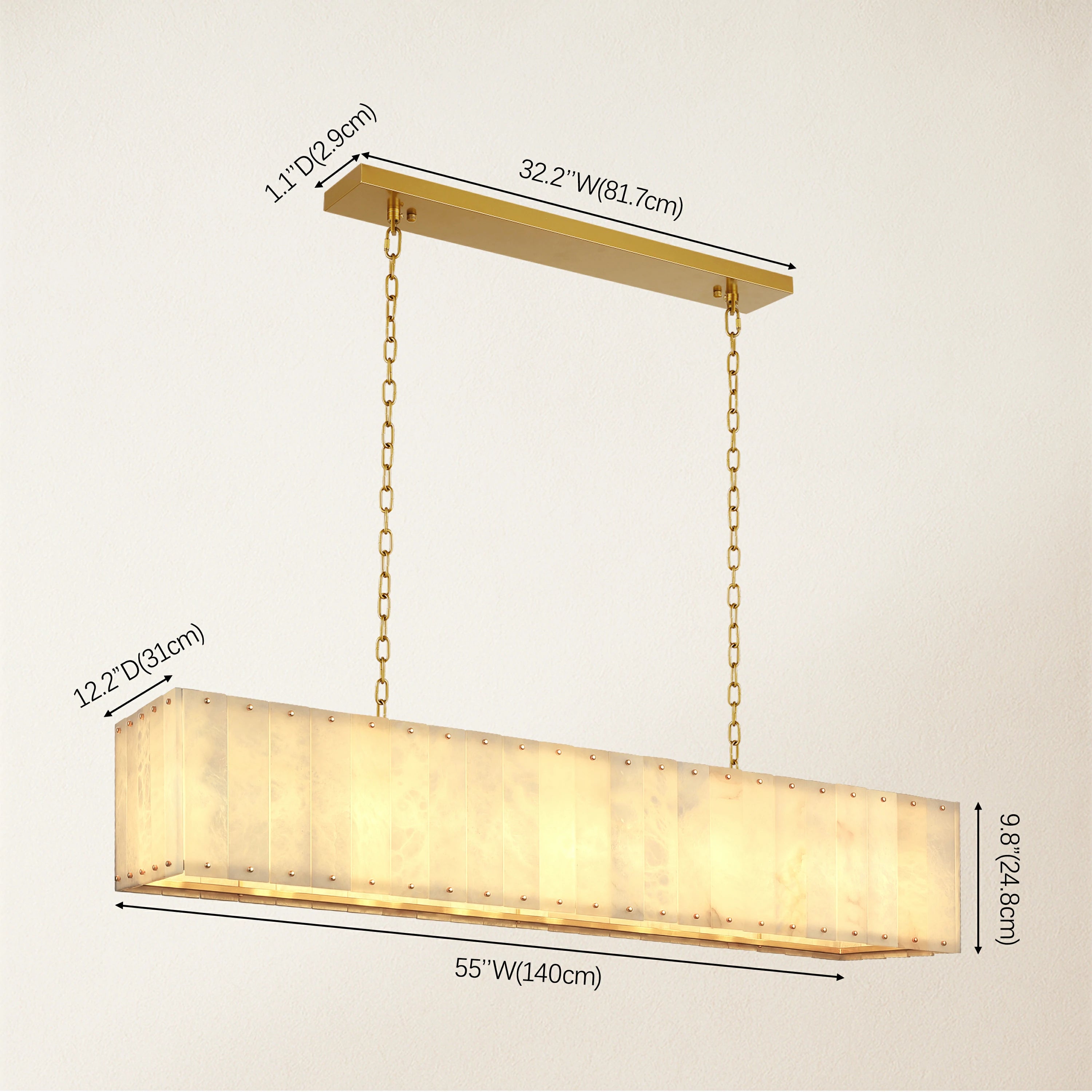 Nivislight Alabaster Rectangular Chandelier 140cm
