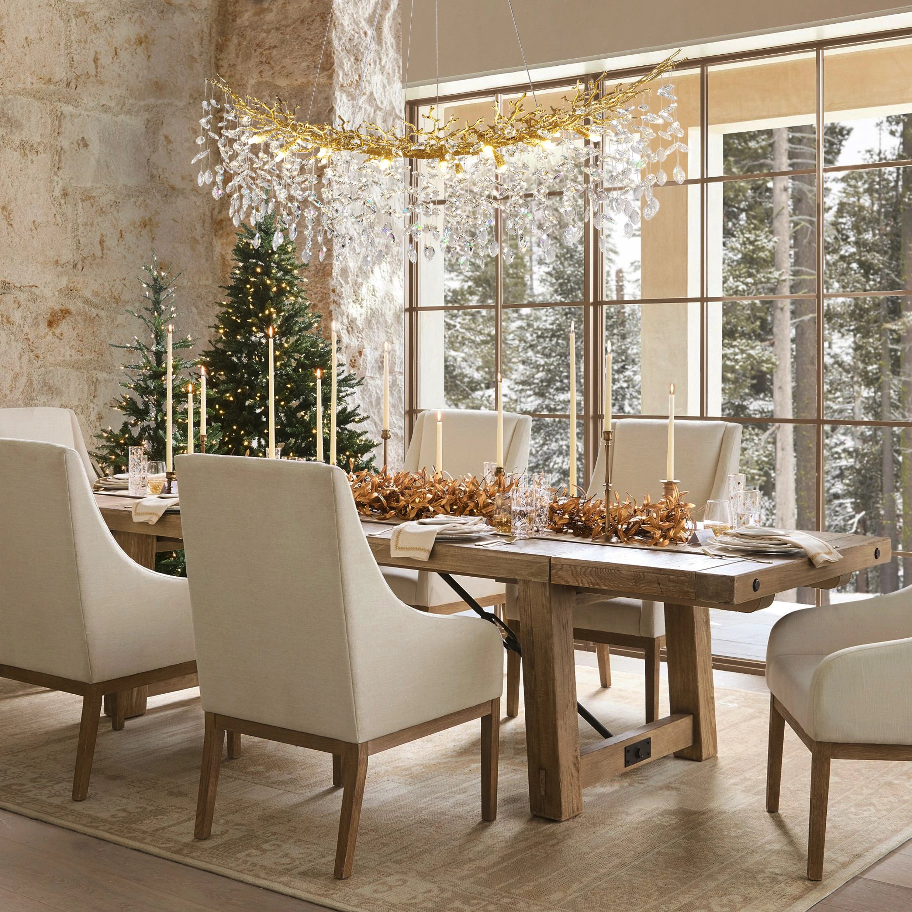 Frostleaf Crystal Cascade Tree Branch Linear Chandelier 140cm