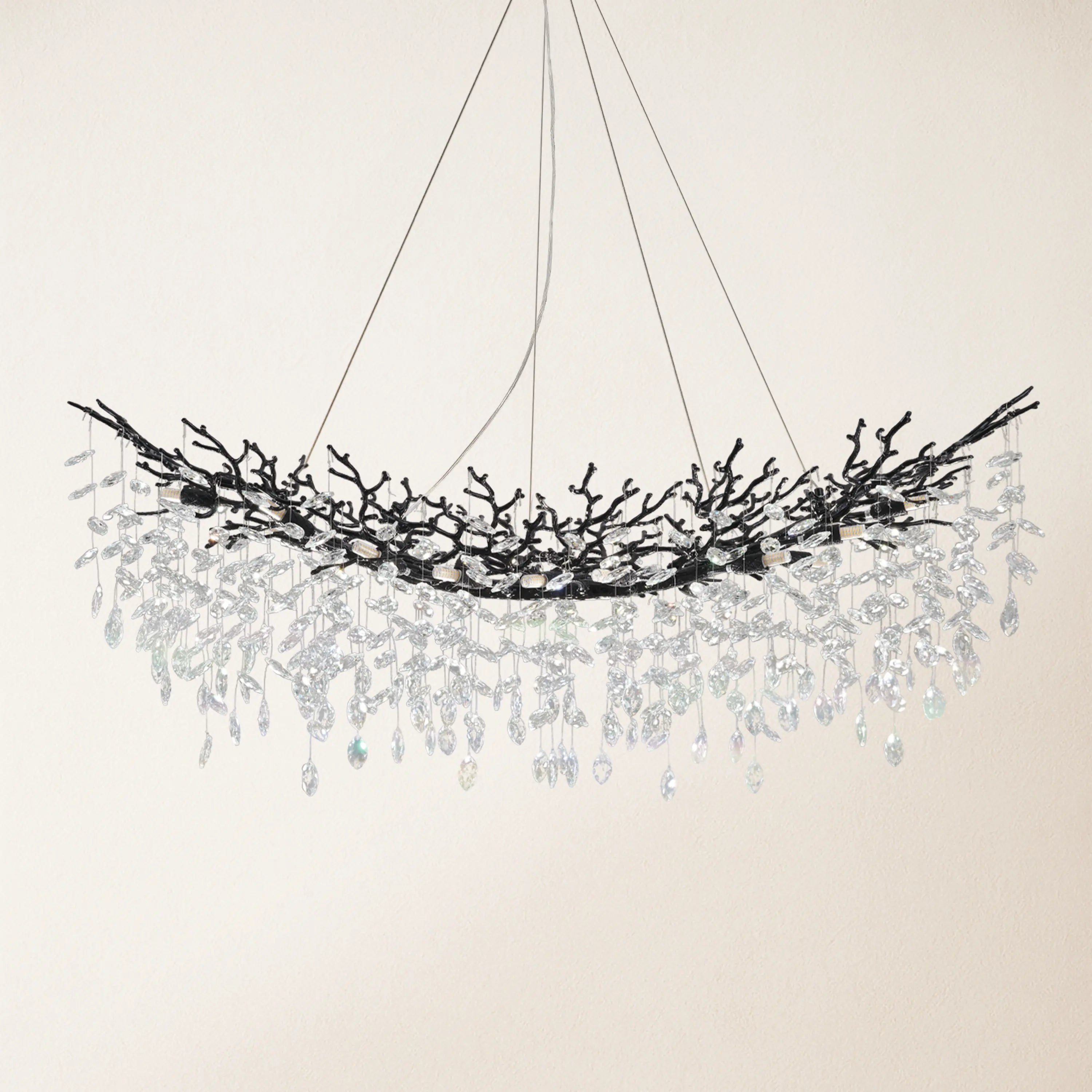 Frostleaf Crystal Cascade Tree Branch Linear Chandelier 140cm