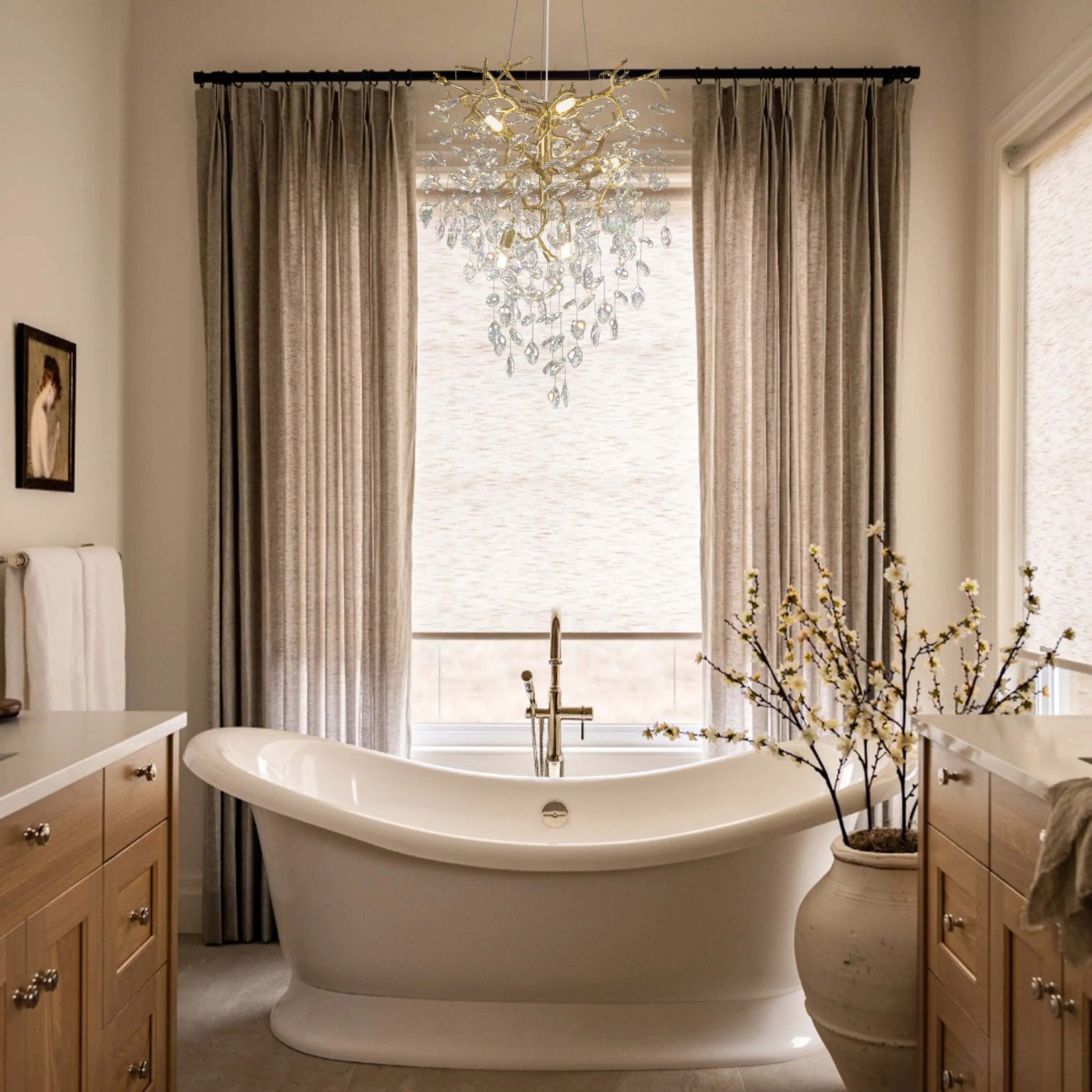 Frostleaf Crystal Grand Cascade Branches Chandelier 53cm D