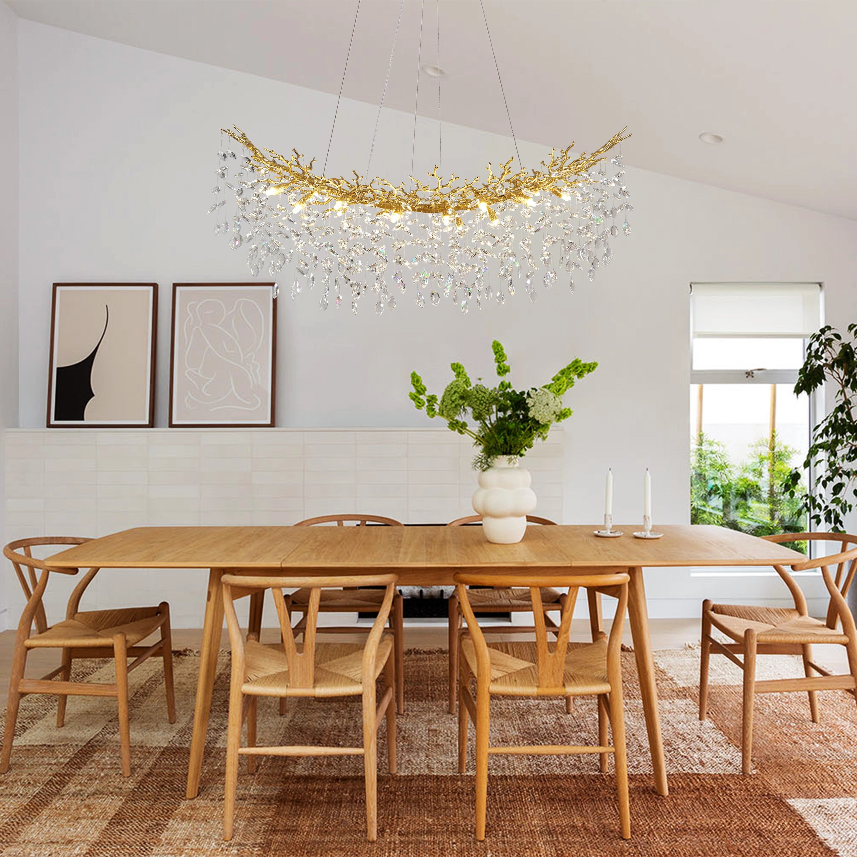 Frostleaf Crystal Cascade Tree Branch Linear Chandelier 140cm