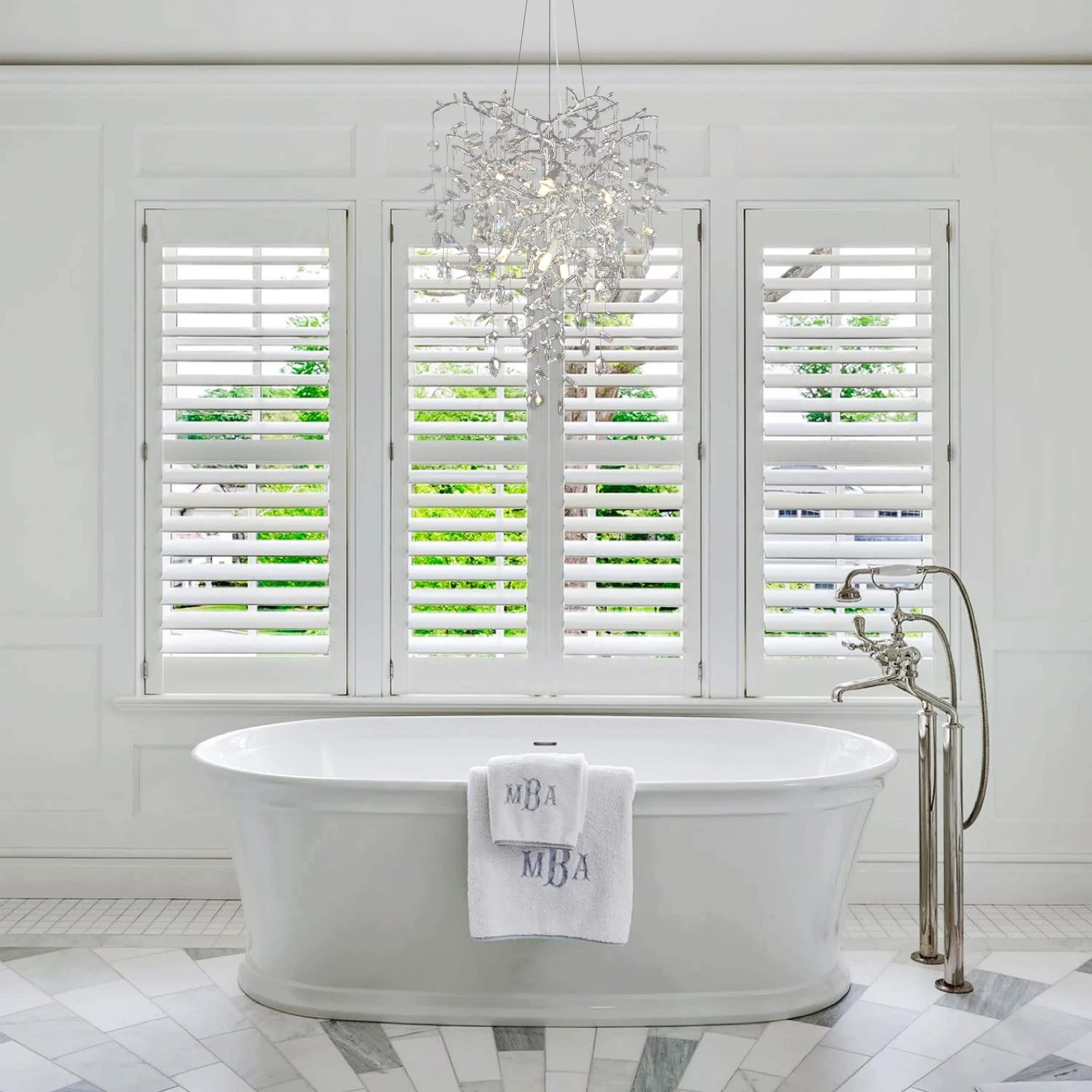 Frostleaf Crystal Grand Cascade Branches Chandelier 53cm D