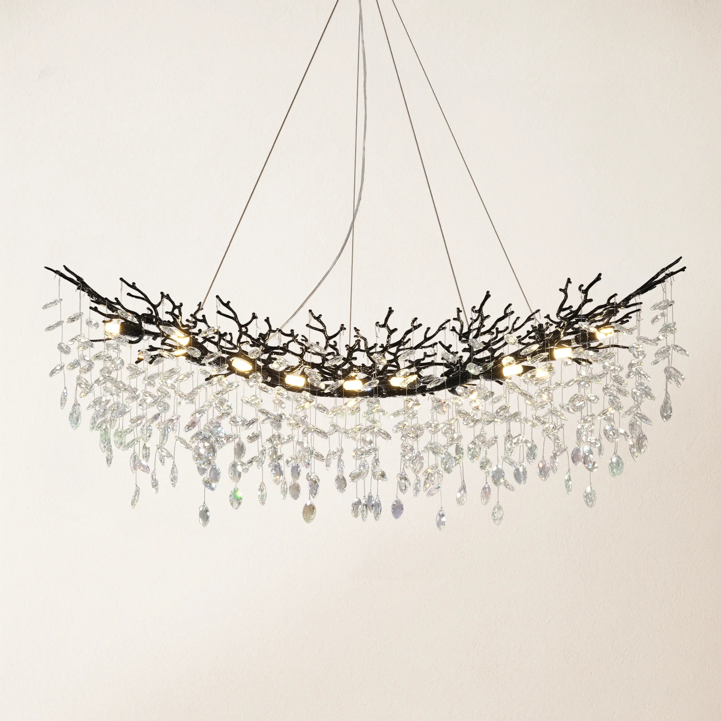 Frostleaf Crystal Cascade Tree Branch Linear Chandelier 140cm