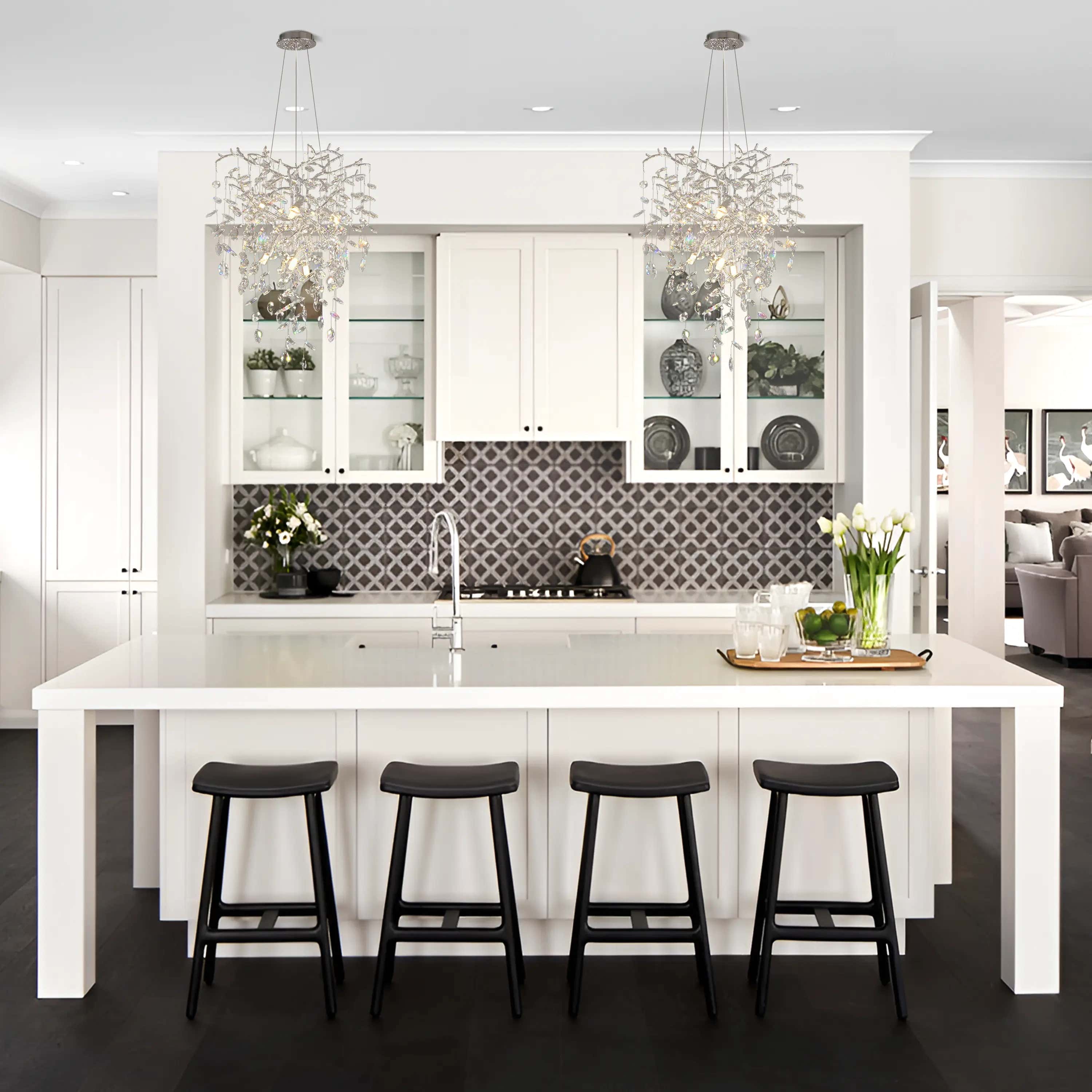 Frostleaf Crystal Grand Cascade Branches Chandelier 53cm D