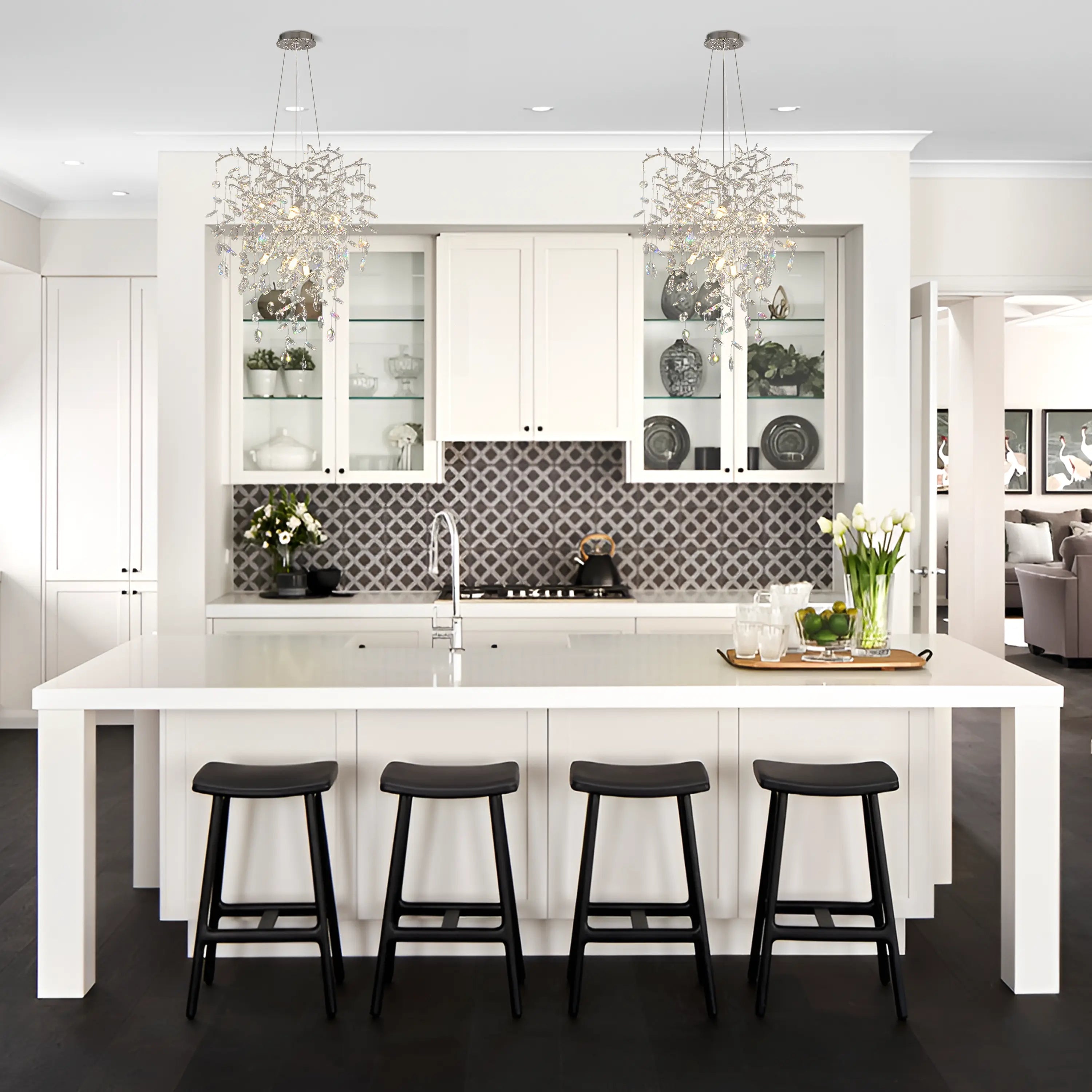 Frostleaf Crystal Grand Cascade Branches Chandelier 53cm D