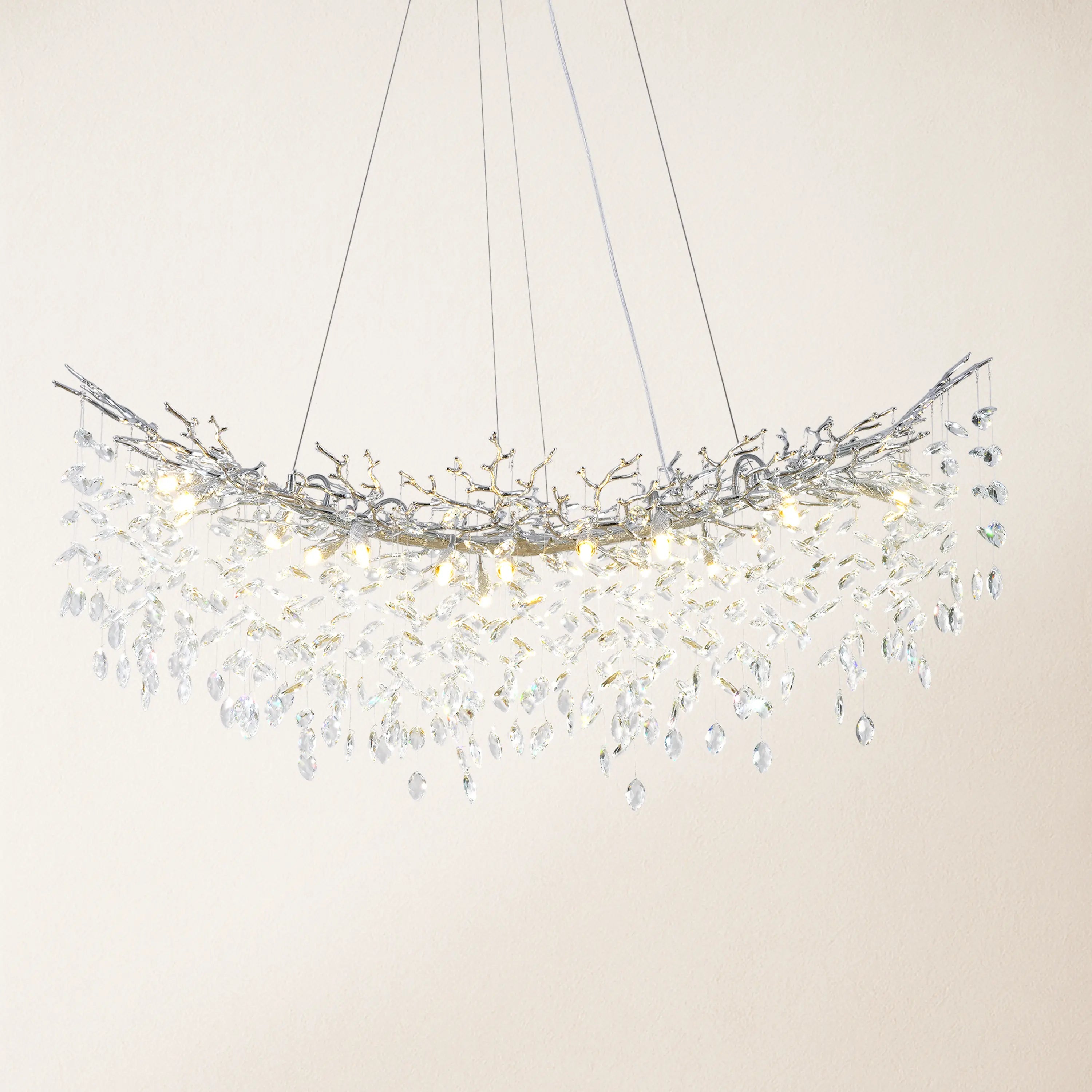 Frostleaf Crystal Cascade Tree Branch Linear Chandelier 140cm