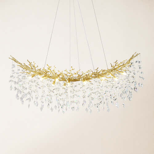 Frostleaf Crystal Cascade Tree Branch Linear Chandelier 140cm