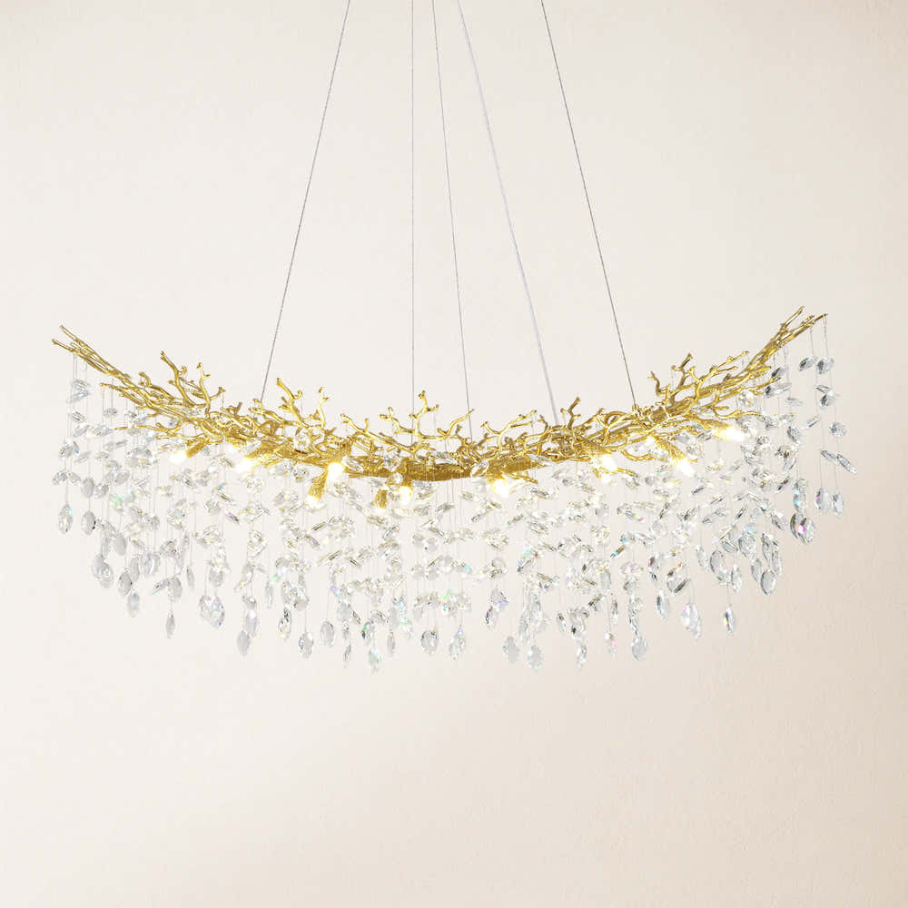 Frostleaf Crystal Cascade Tree Branch Linear Chandelier 140cm
