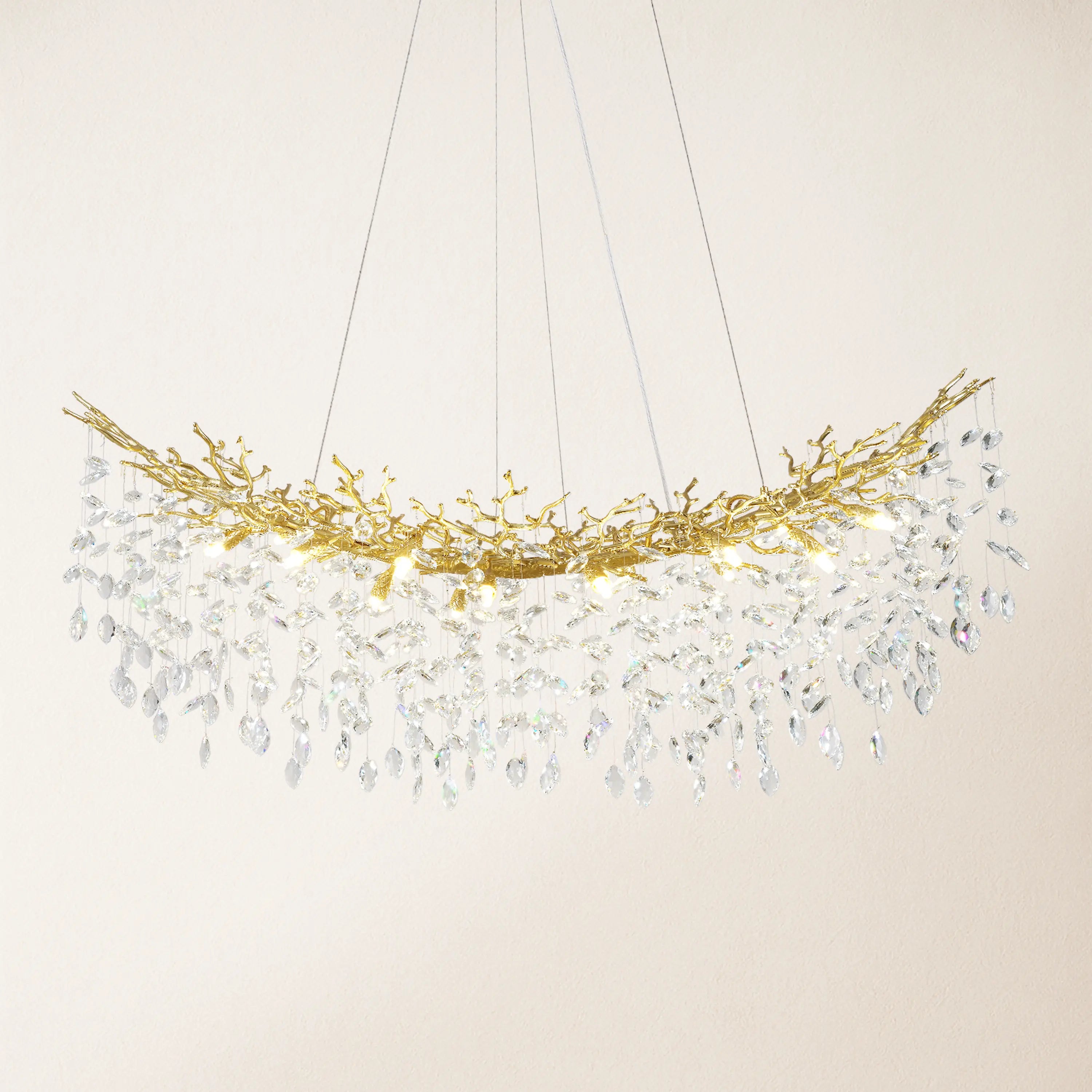 Frostleaf Crystal Cascade Tree Branch Linear Chandelier 140cm