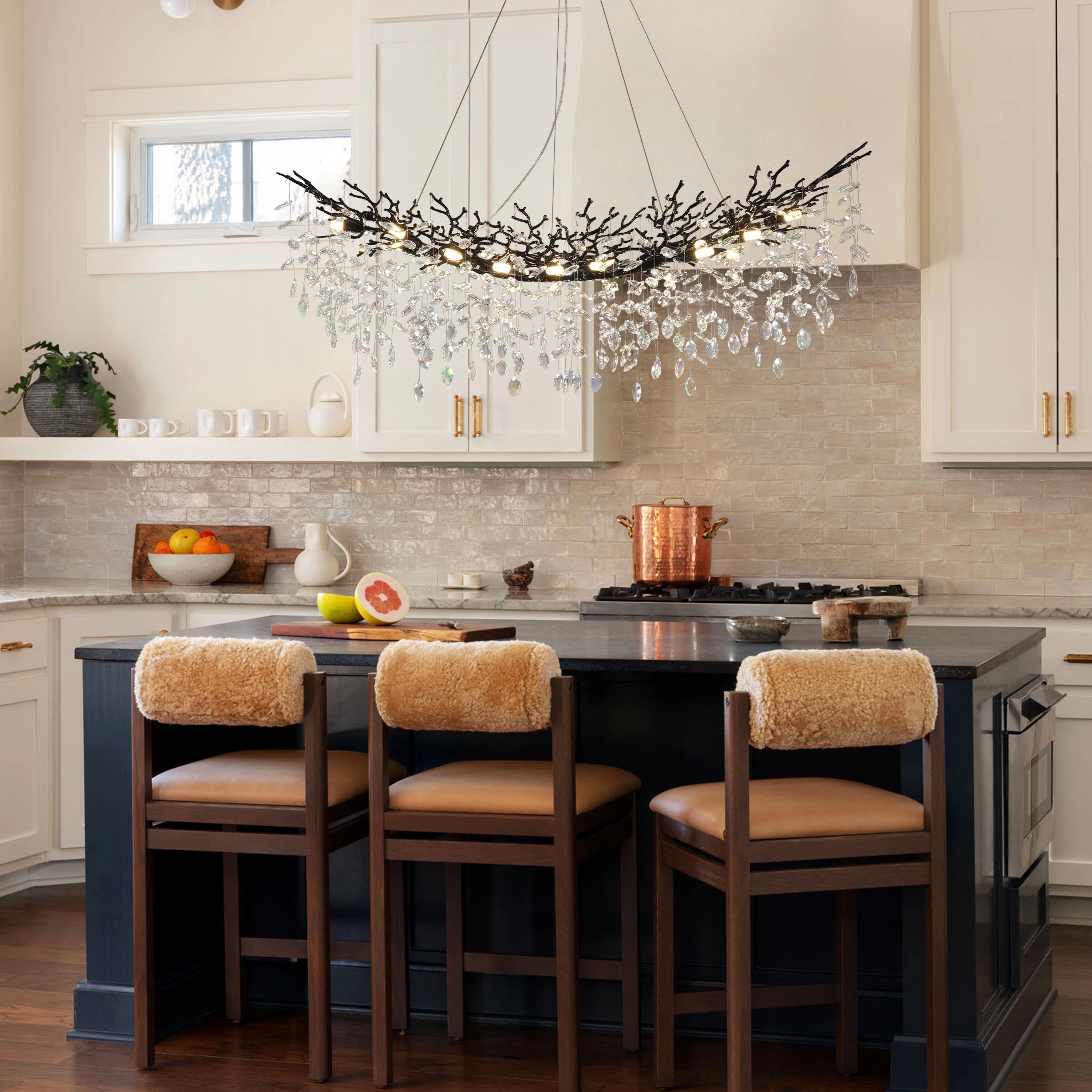 Frostleaf Crystal Cascade Tree Branch Linear Chandelier 140cm