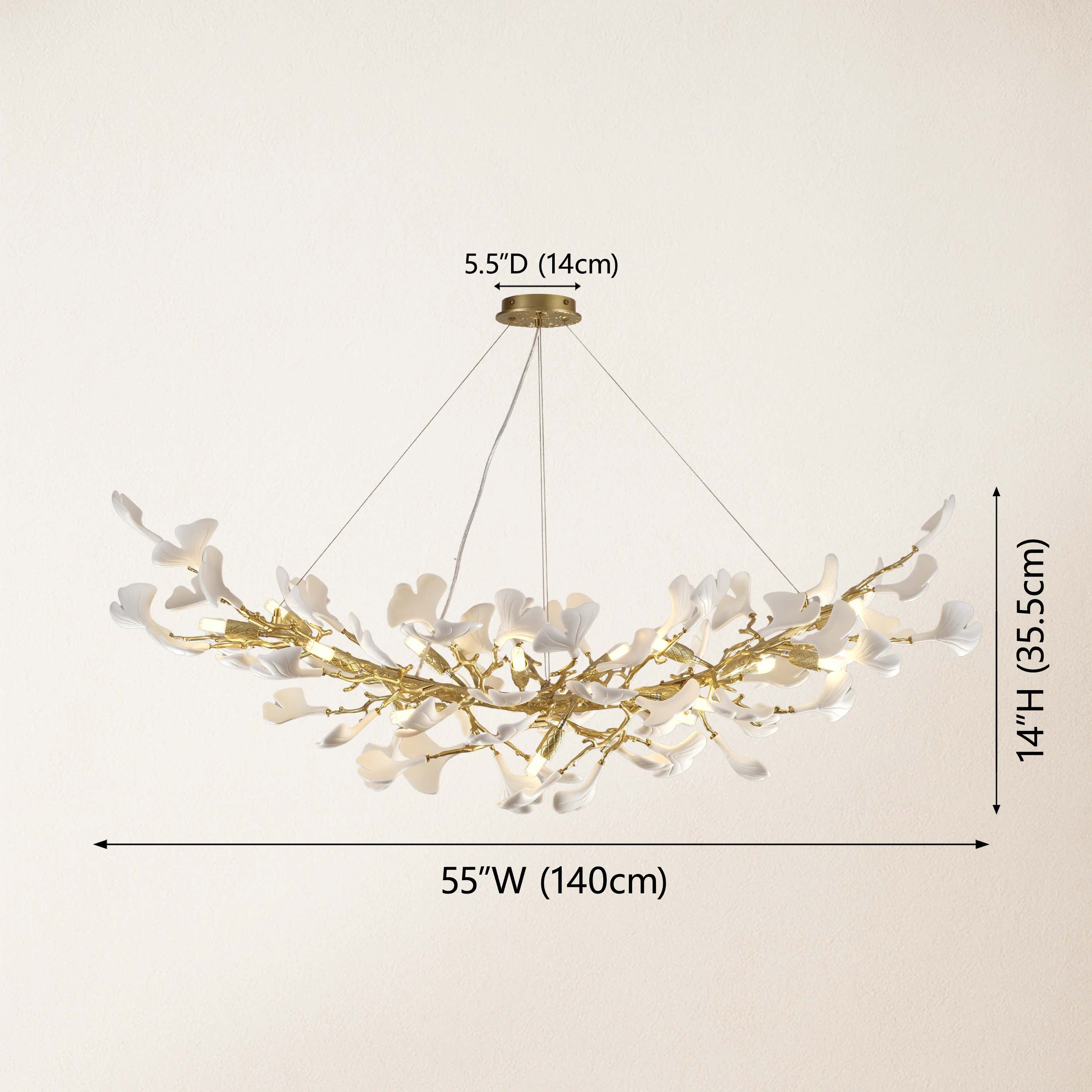 Twilight Branches Ceramic Glow Rectangular Chandelier 140cm L