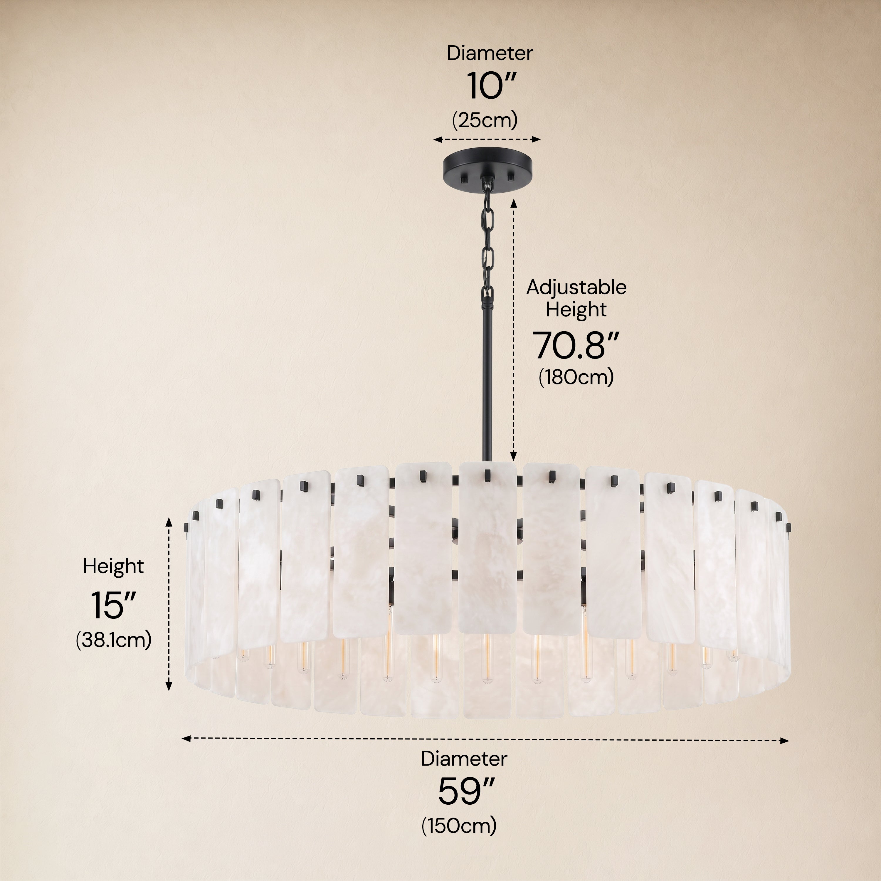 Lunara Alabaster Round Customize Chandelier 48"D 59"D