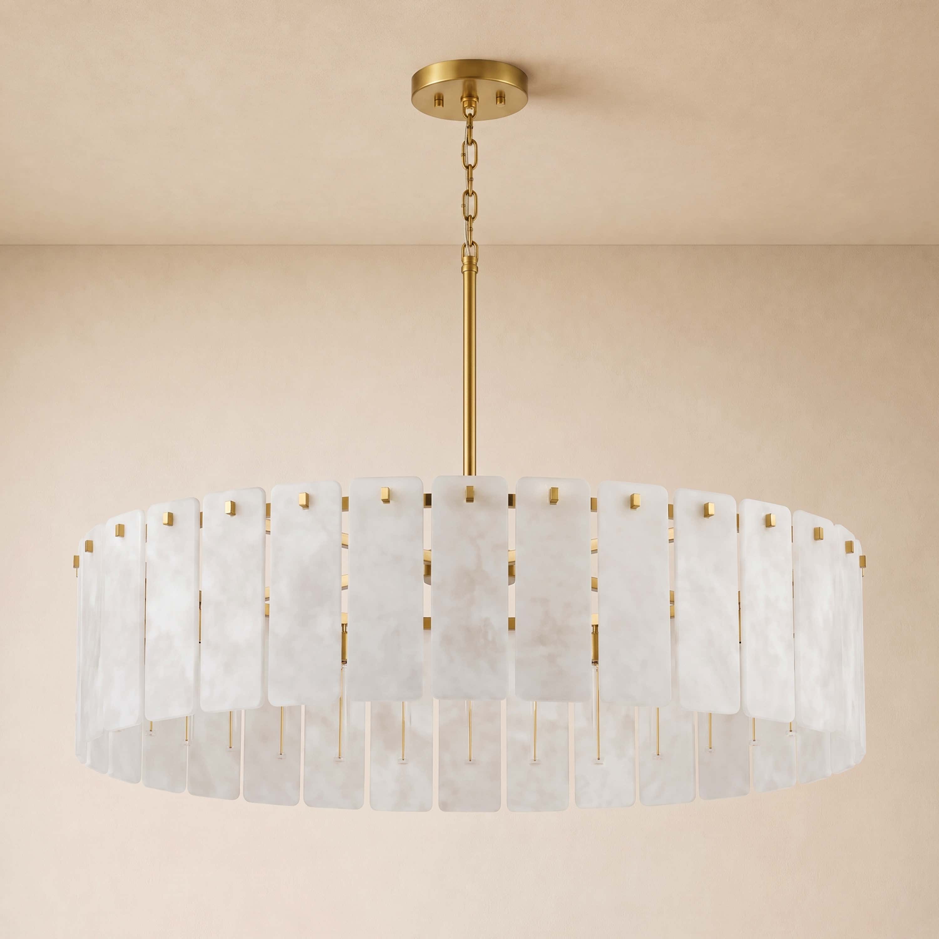 Lunara Alabaster Round Customize Chandelier 48"D 59"D