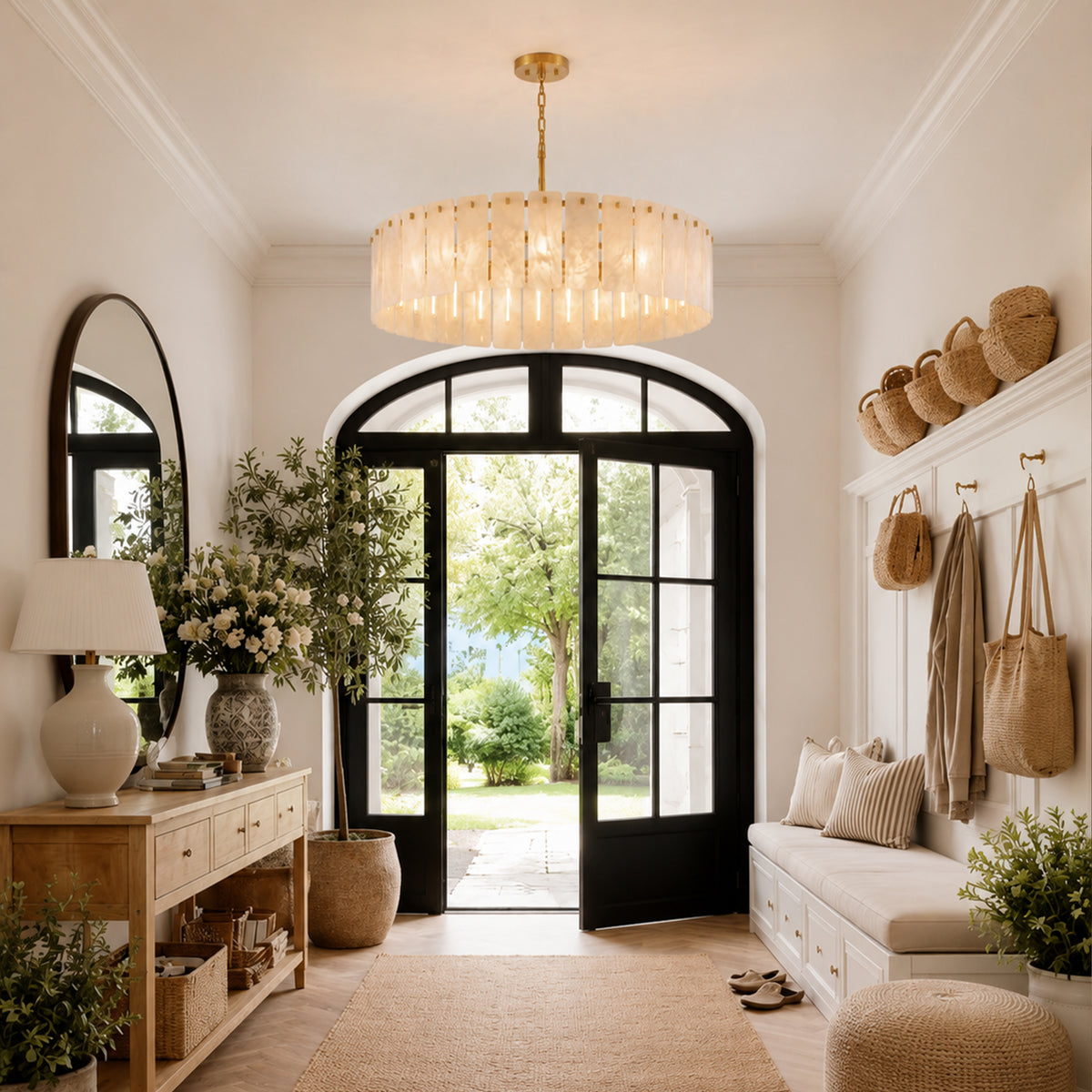 Lunara Alabaster Round Customize Chandelier 48"D 59"D