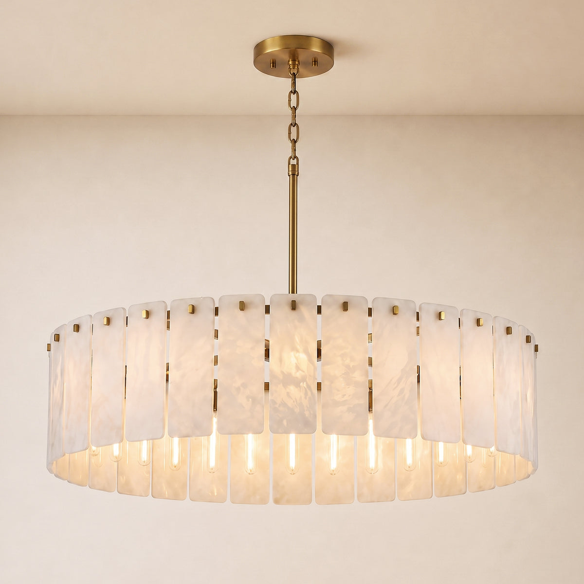 Lunara Alabaster Round Customize Chandelier 48"D 59"D
