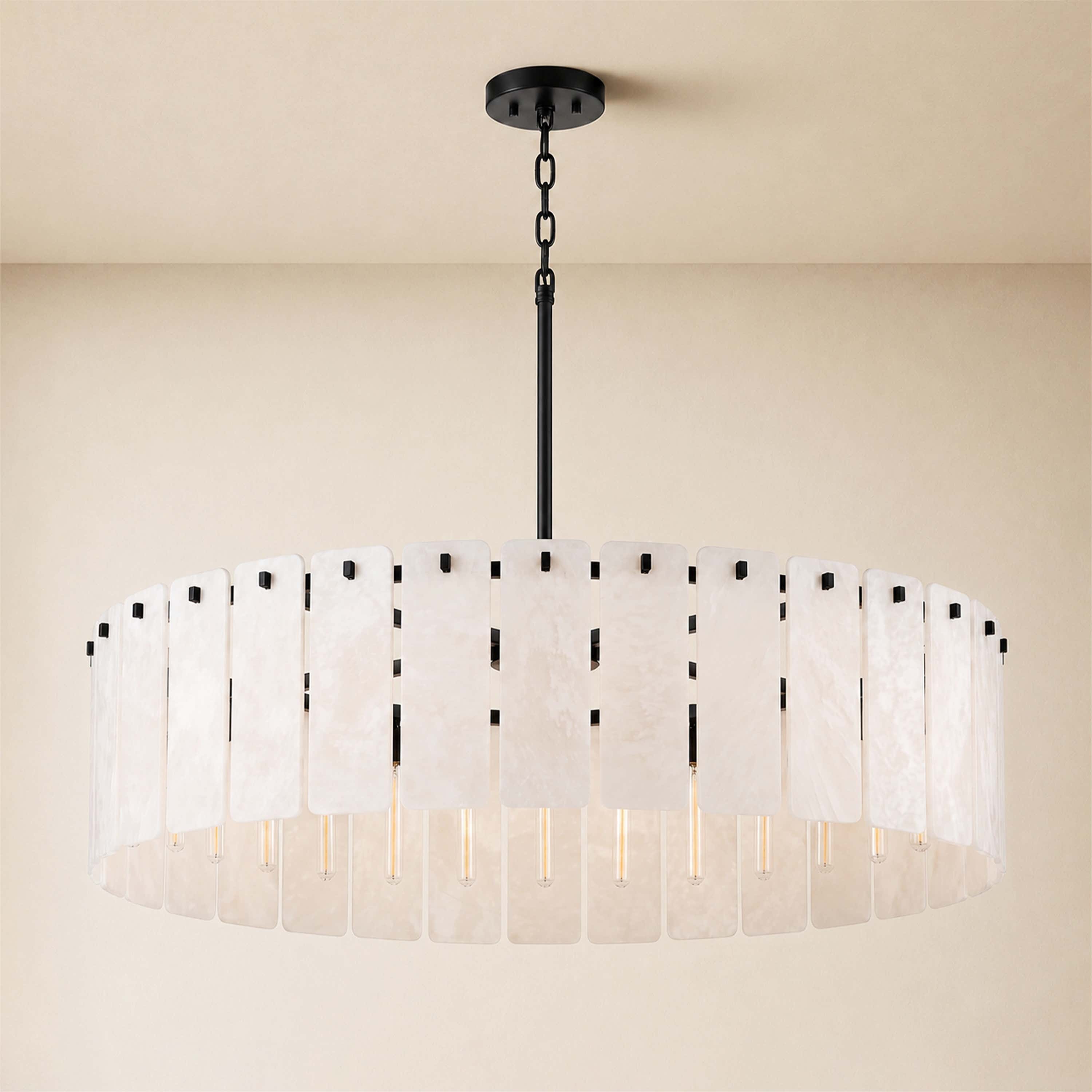 Lunara Alabaster Round Customize Chandelier 48"D 59"D