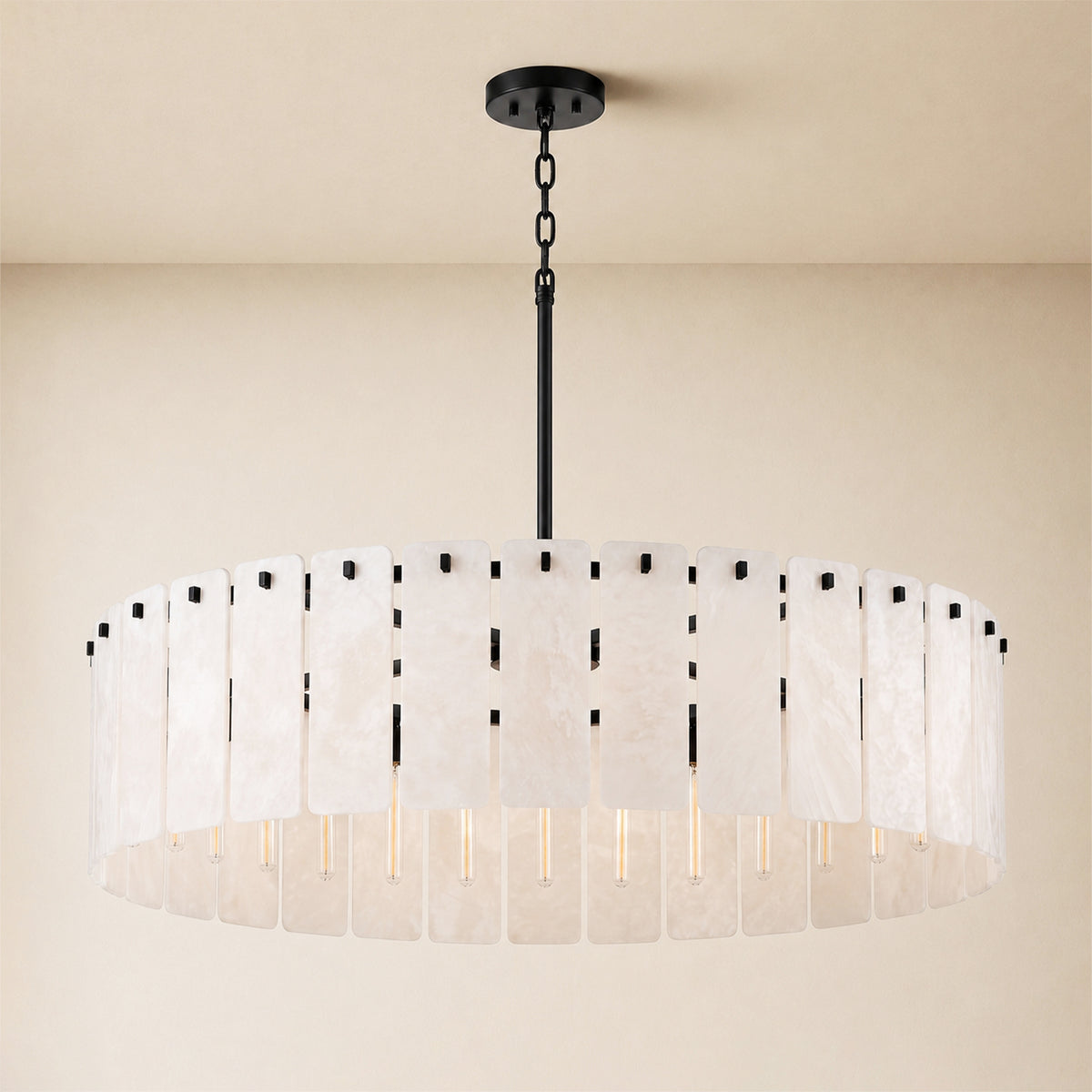 Lunara Alabaster Round Customize Chandelier 48"D 59"D
