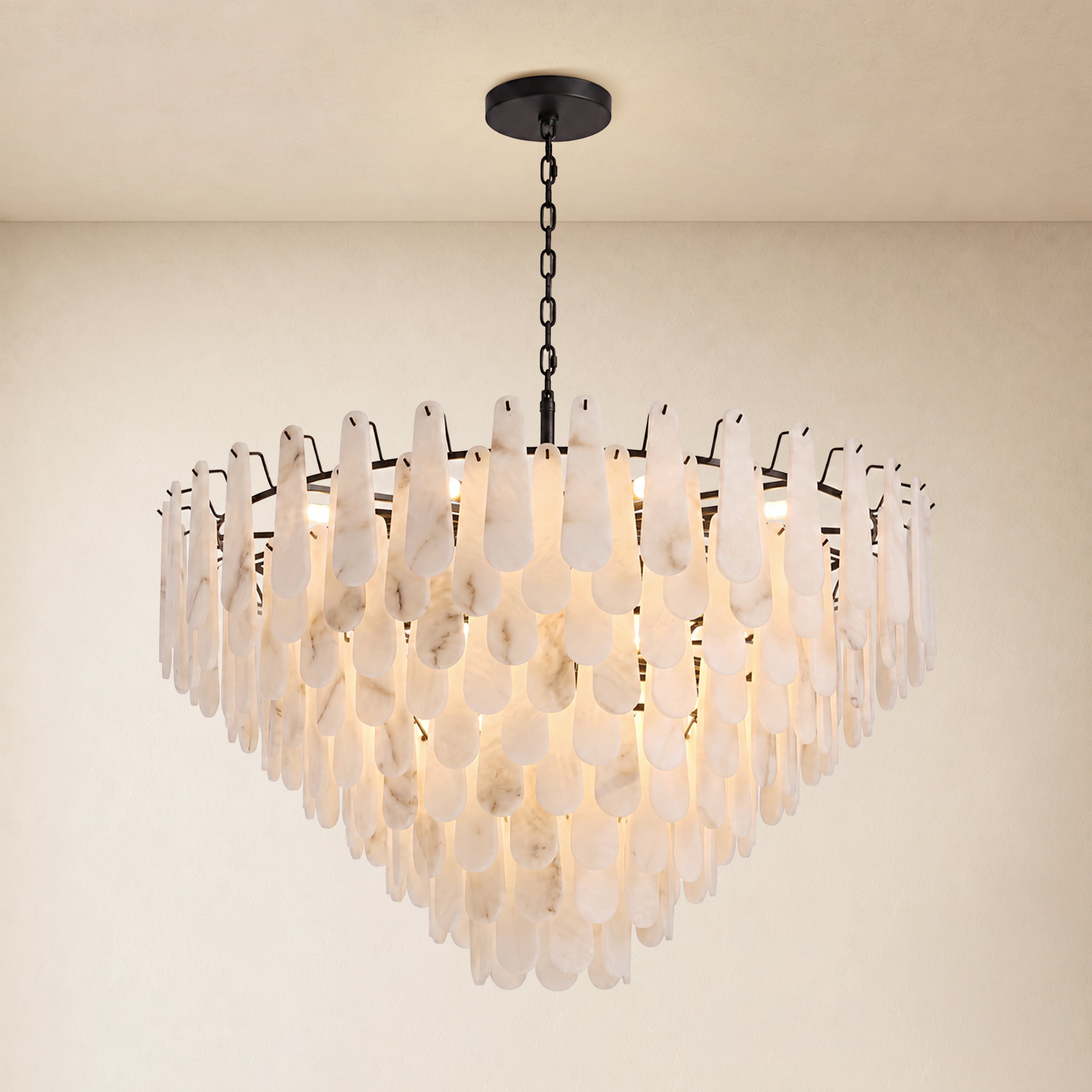 Caldera Alabaster Custom Round Chandelier 48"D 58"D