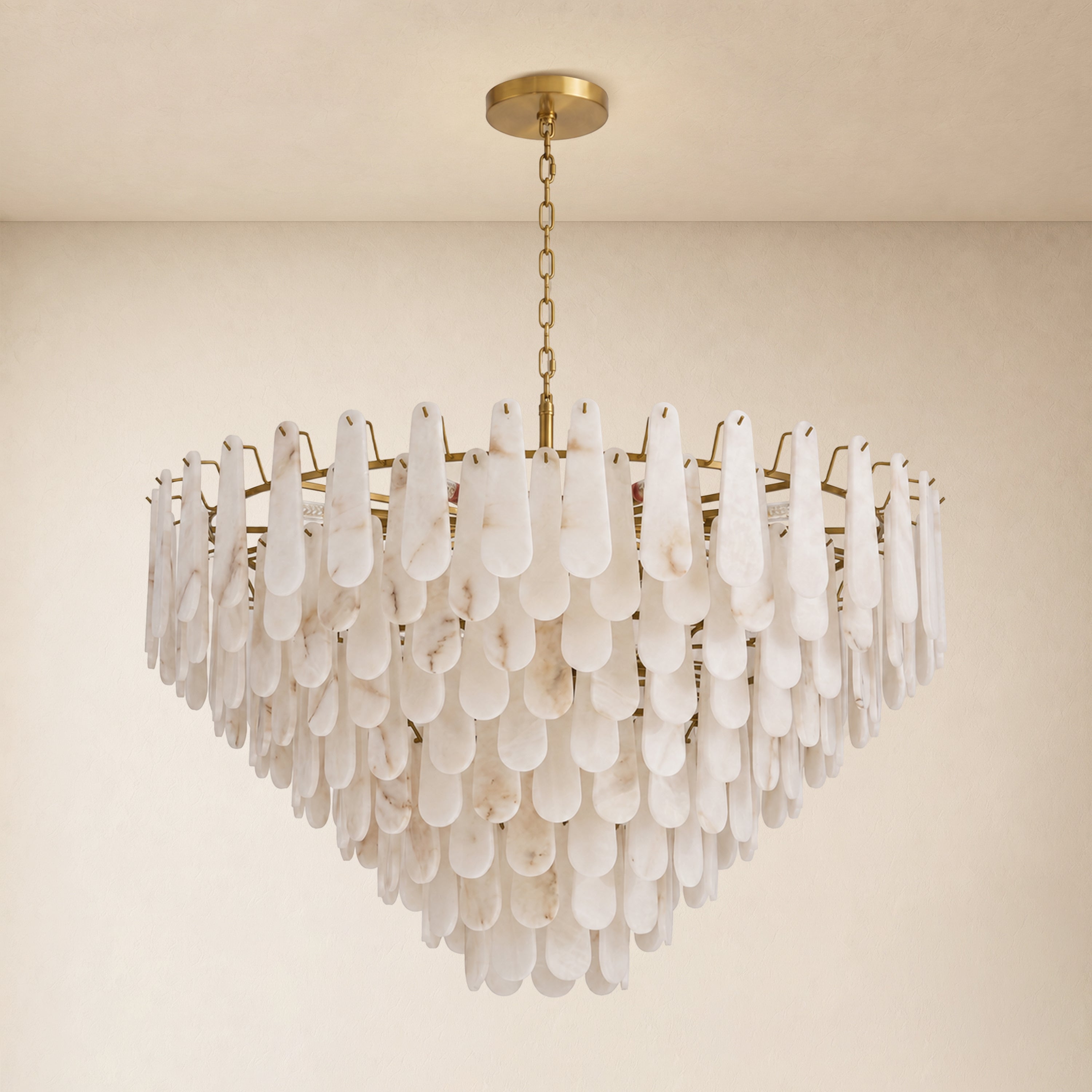 Caldera Alabaster Custom Round Chandelier 48"D 58"D