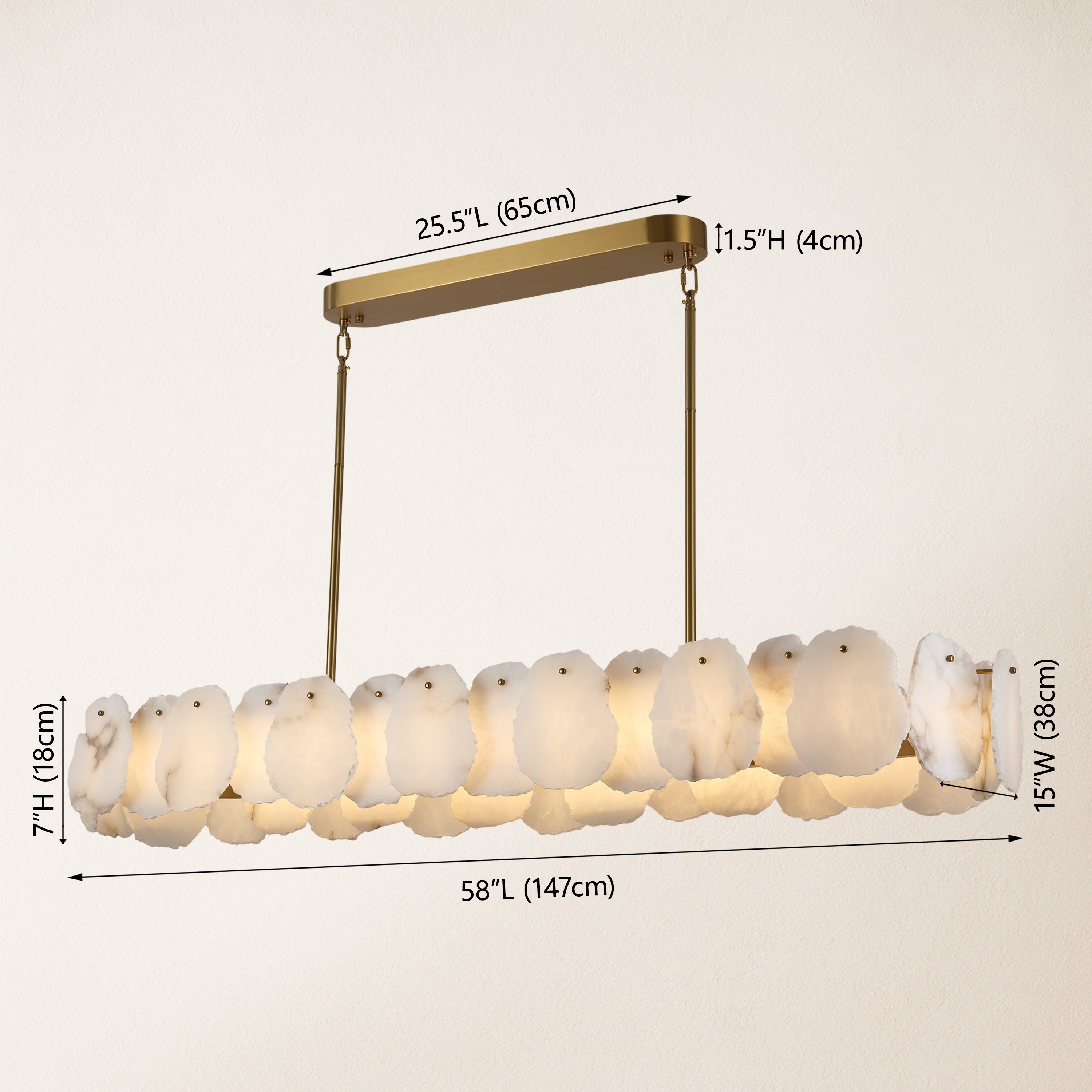 Moira Alabaster Oval Chandelier 147cm W