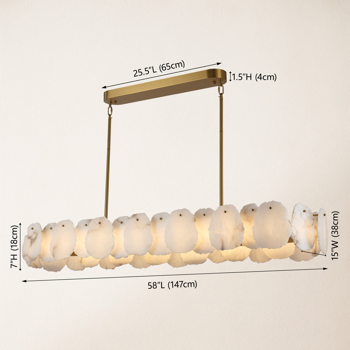 Moira Alabaster Oval Chandelier 147cm W