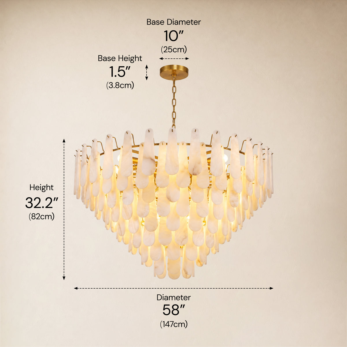 Caldera Alabaster Custom Round Chandelier 48"D 58"D