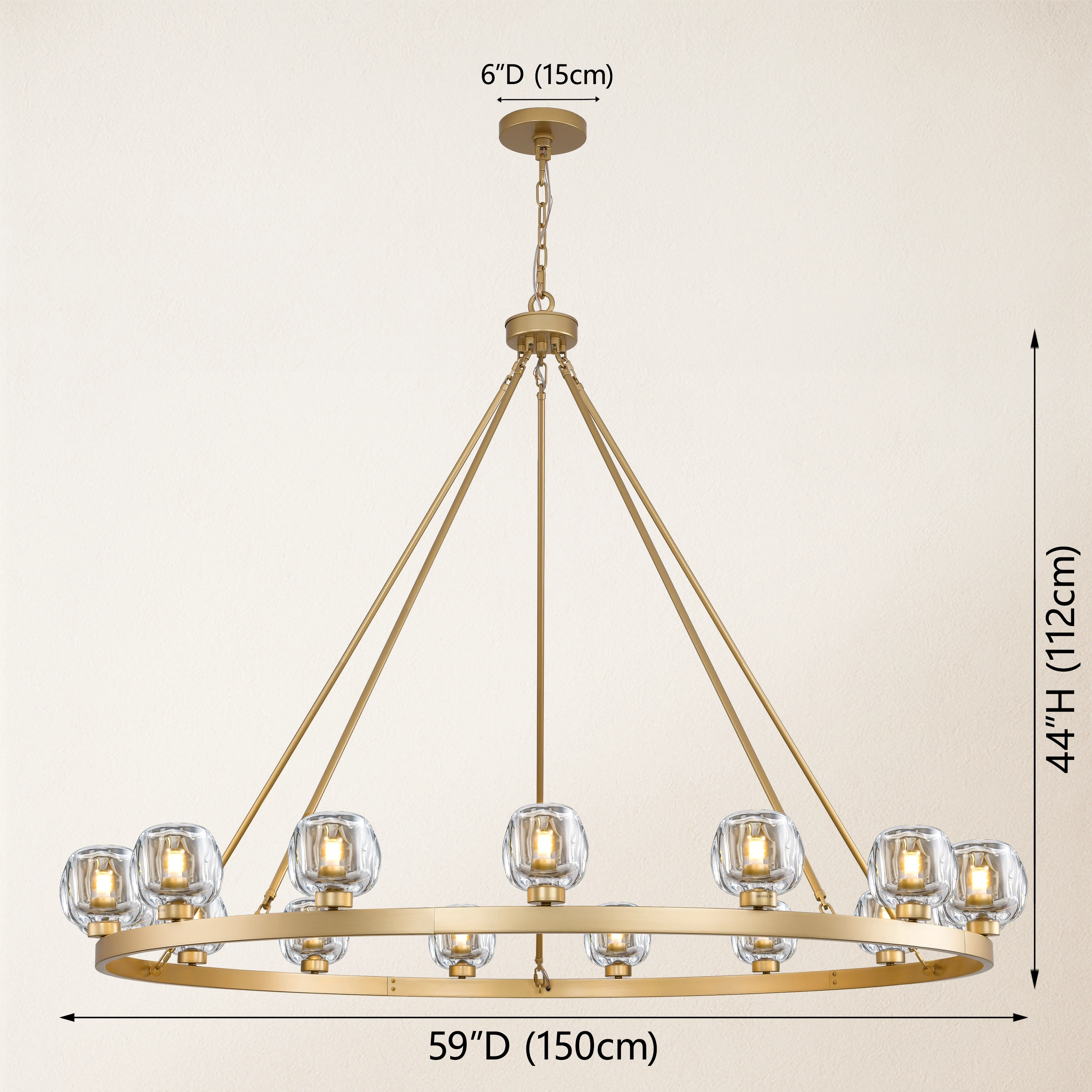 Vellum Round Chandelier 150cm D