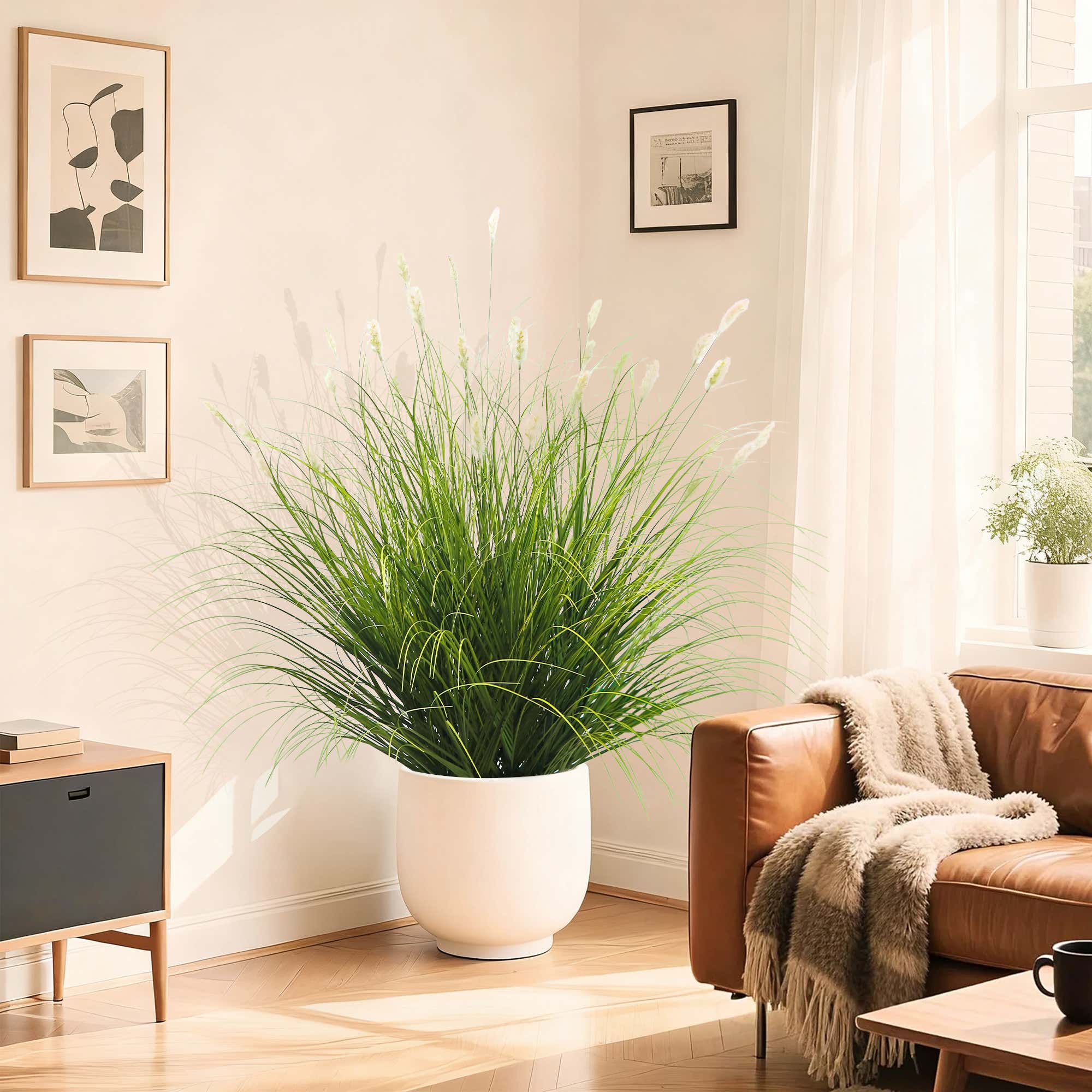 Artificial 36-Head Caterpillar with Curved-Straight Onion Grass Bonsai 110cm H