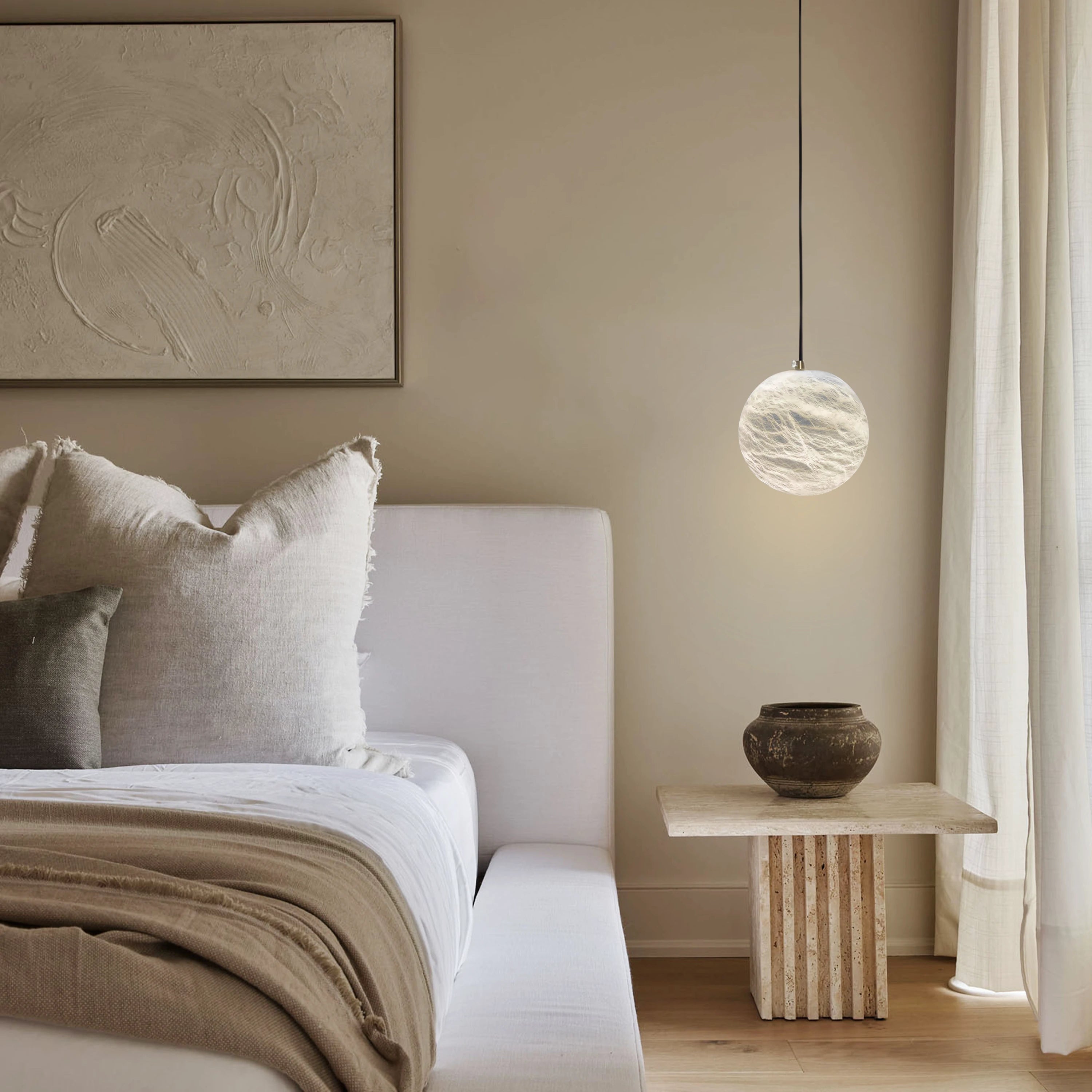 Nami Alabaster Global Ball Pendant Light 18cm D