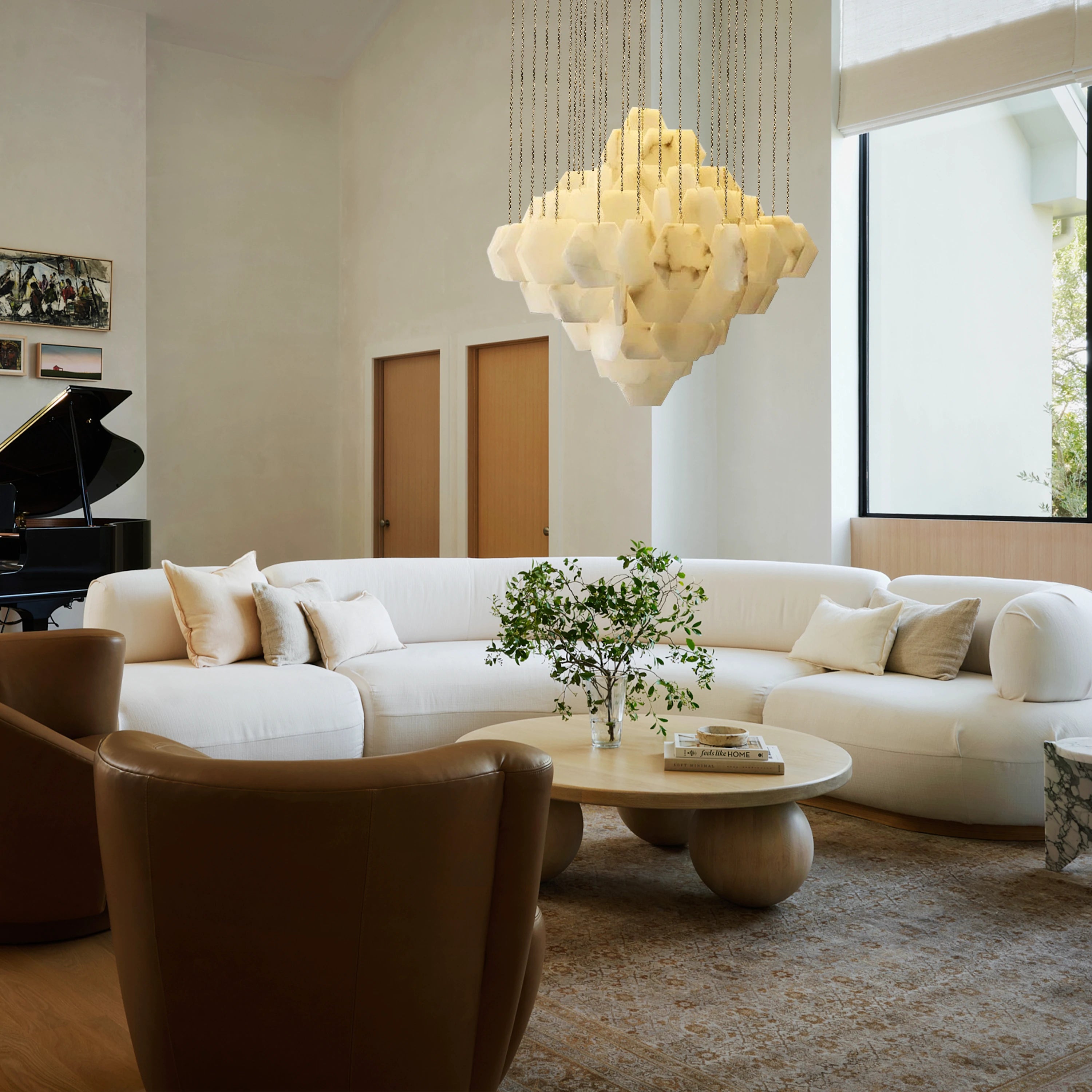 Talan Multi-layer Irregular Alabaster Chandelier 31.5"D#Finish_Gold