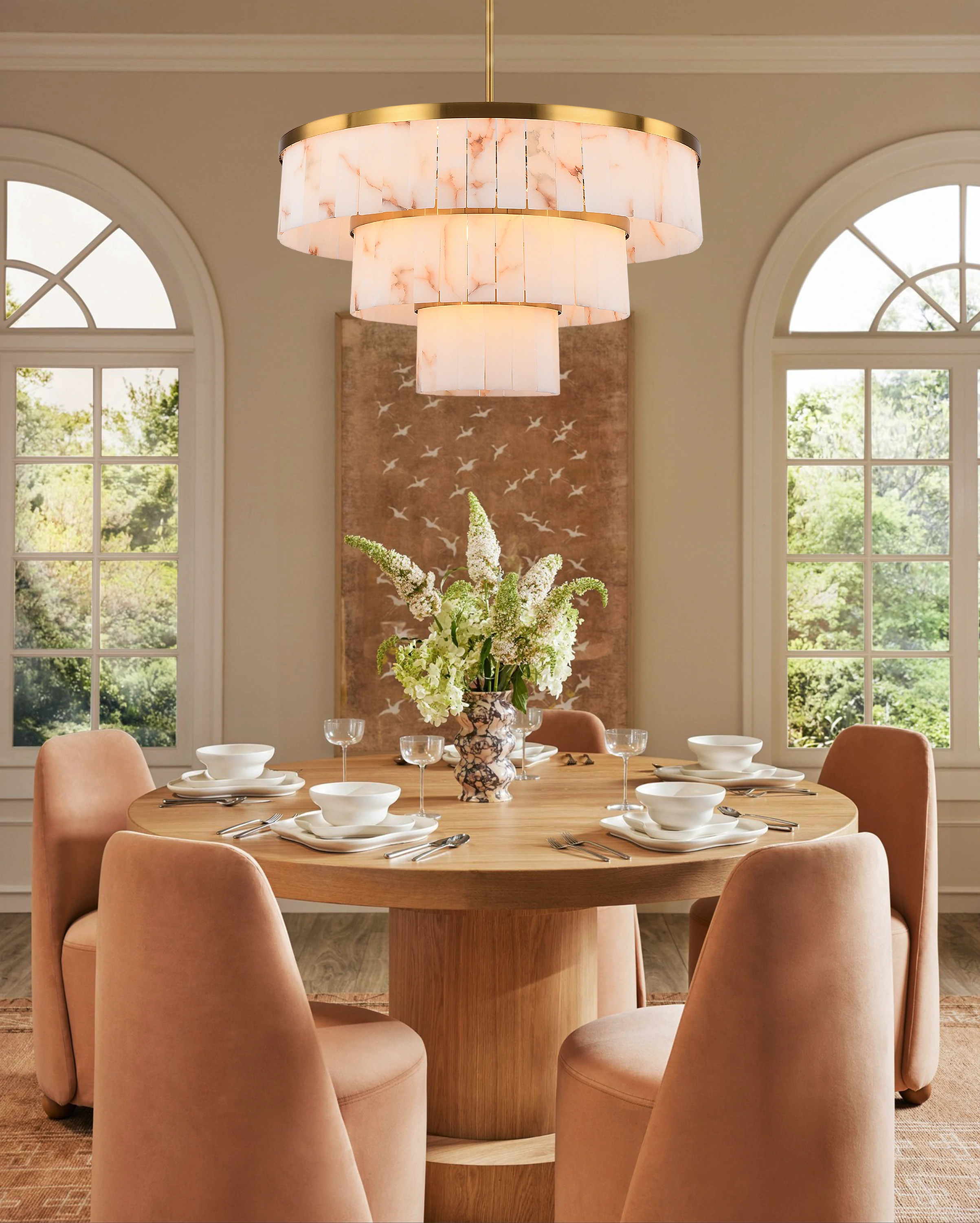 Solmare Alabaster Round Chandelier 86cm