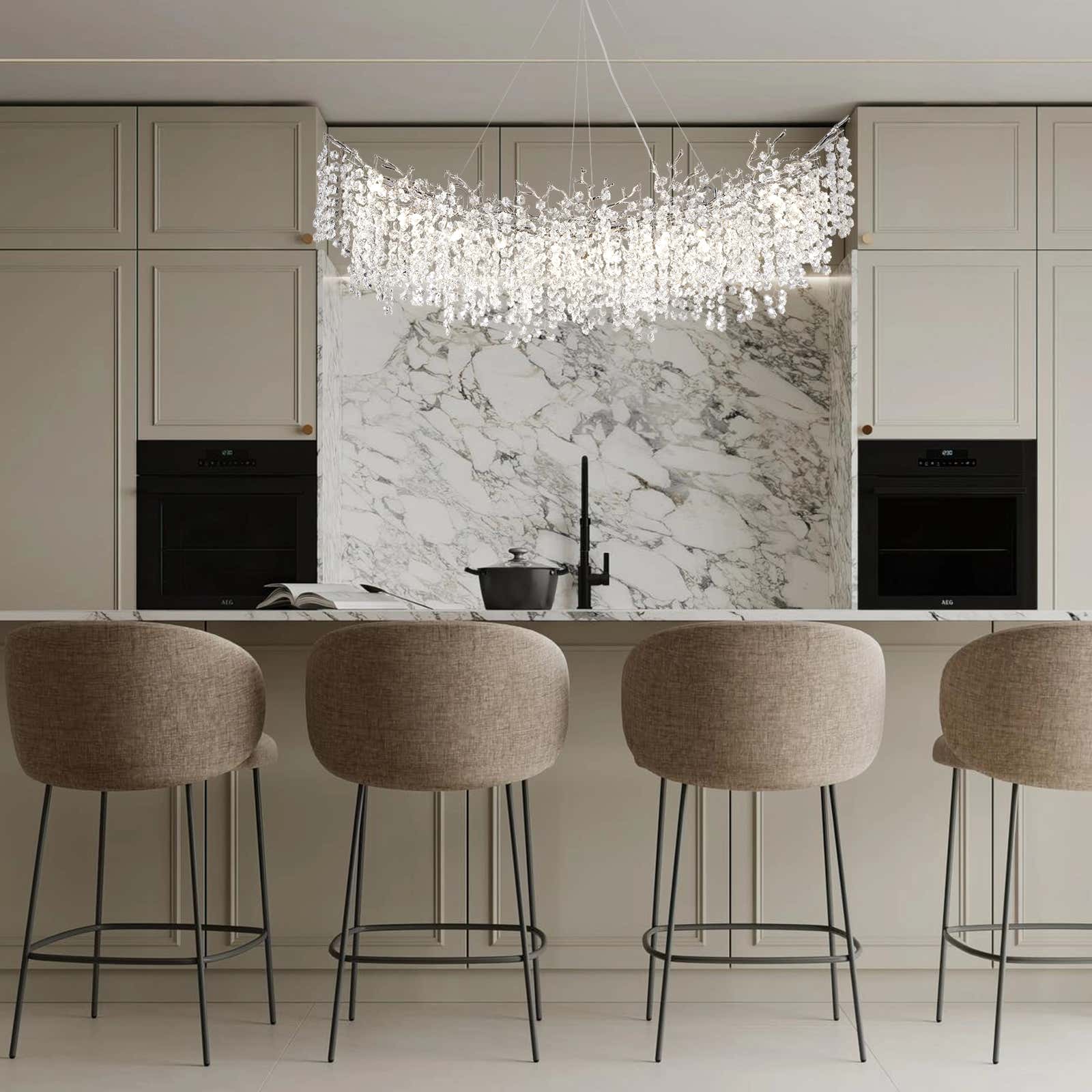 Lustre Branches Crystal Rectangular Chandelier 140cm W