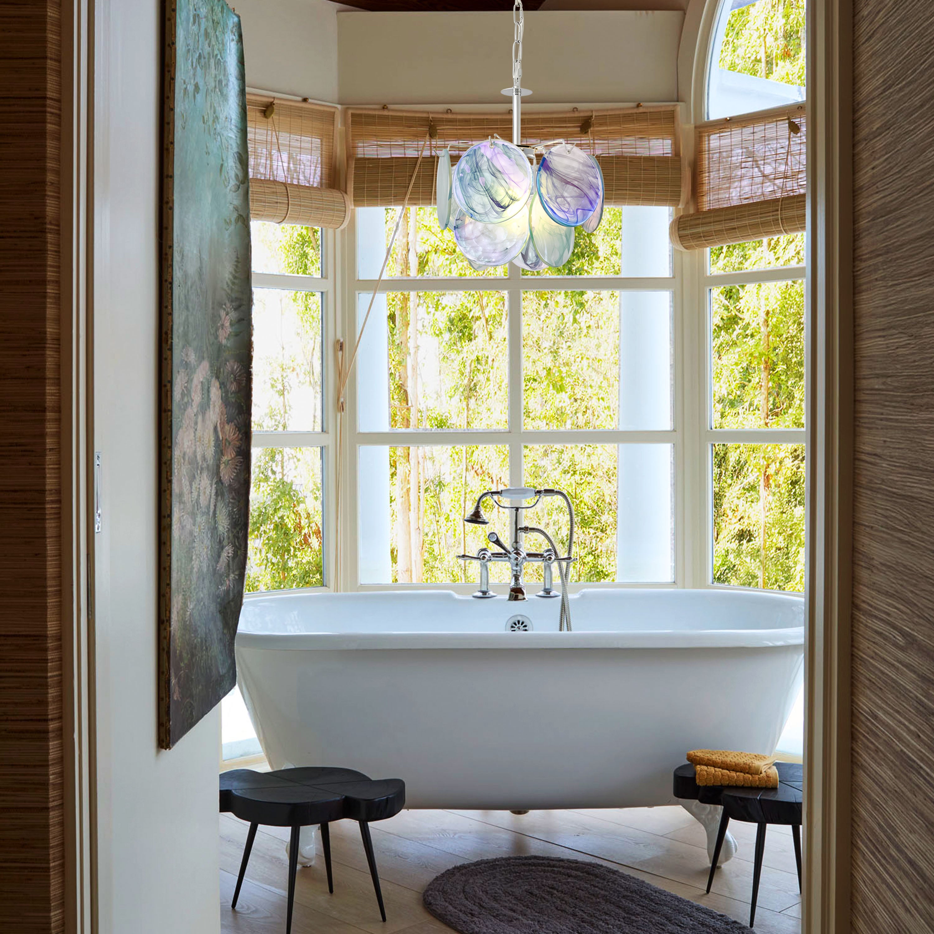 Murello Murano Disc Glass Round Chandelier