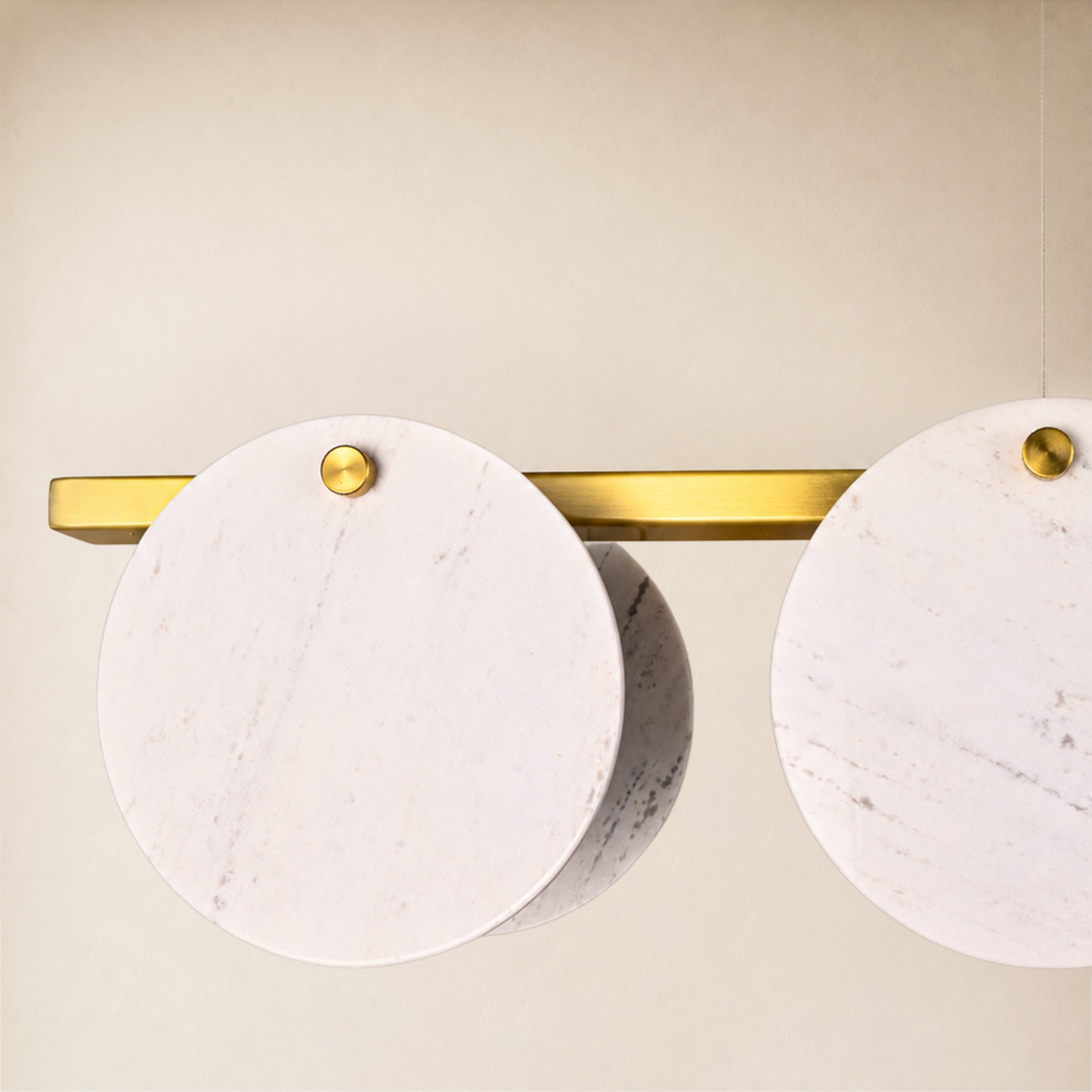 Pietra White Marble Disc Linear Chandelier 47.2"W