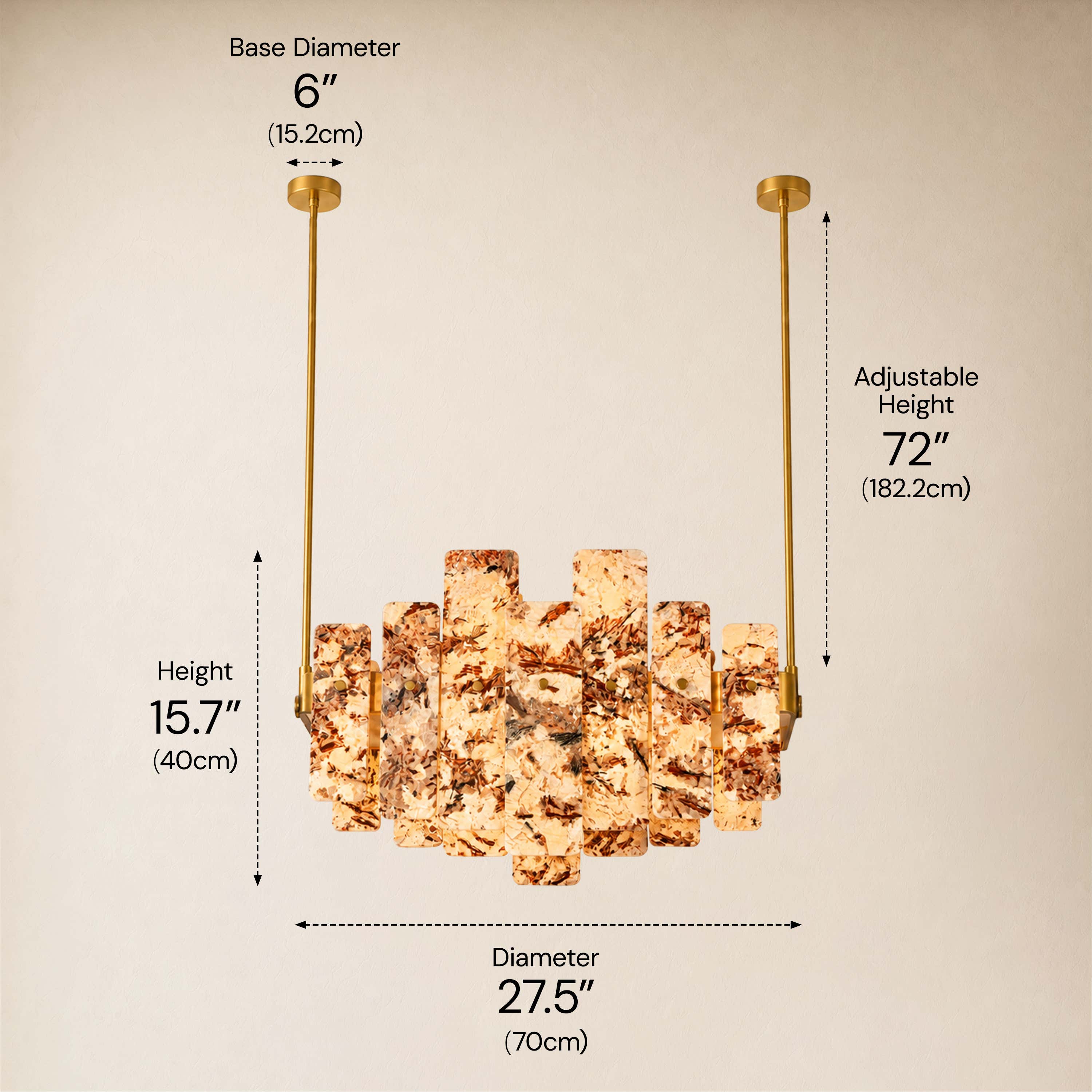 Pietra Amber Marble Panel Chandelier 27.5"W
