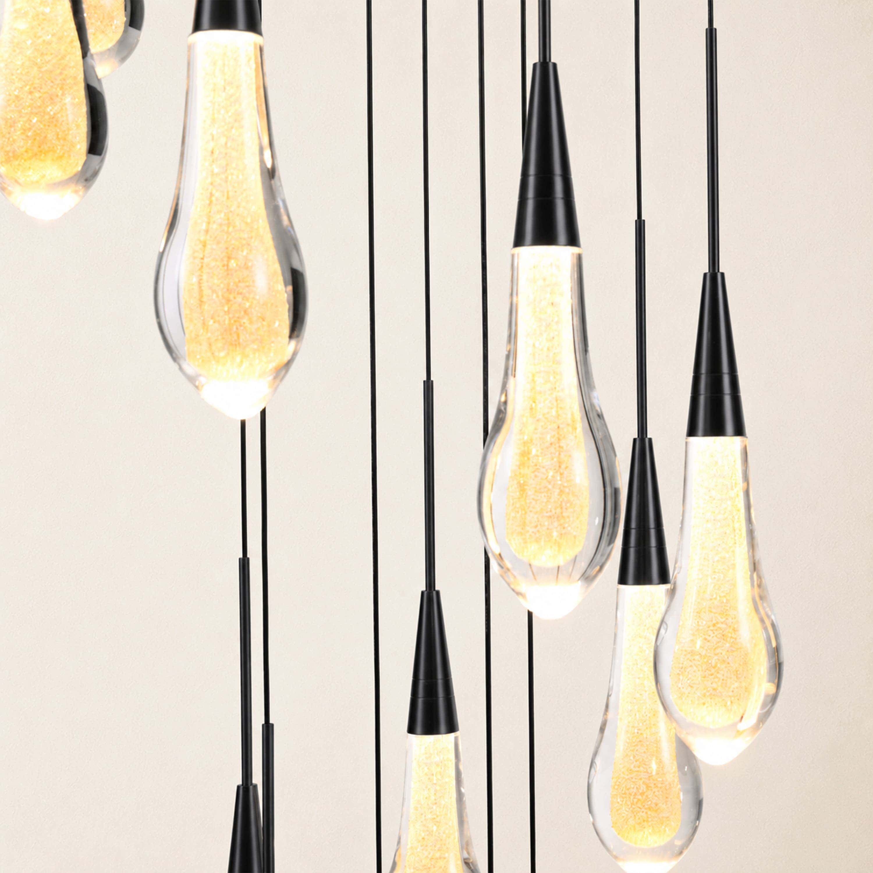 Teardrop Crystal Drop Round Chandelier