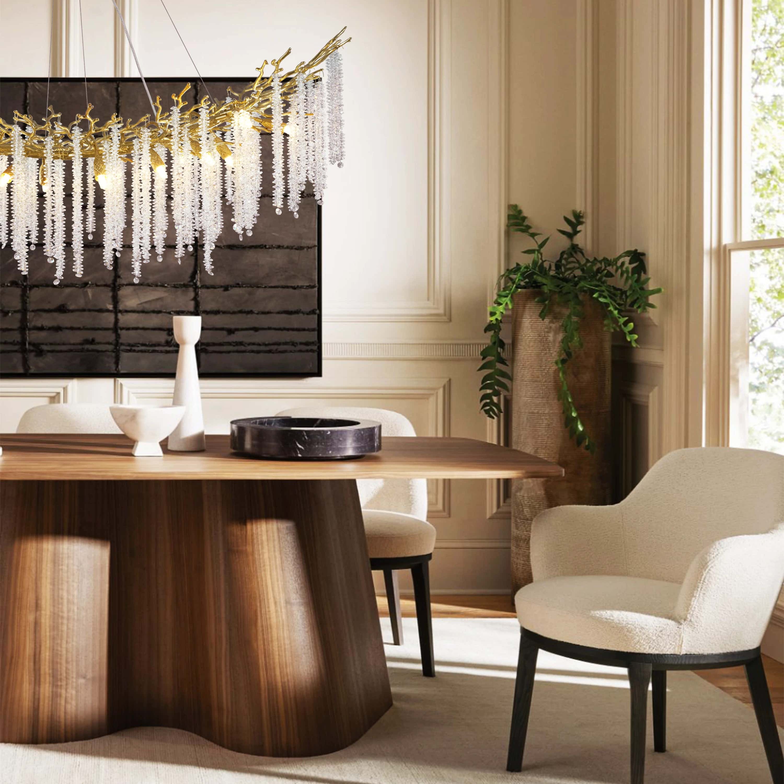 Snow Tree Branches Linear Chandelier 55''L#Finish_Gold