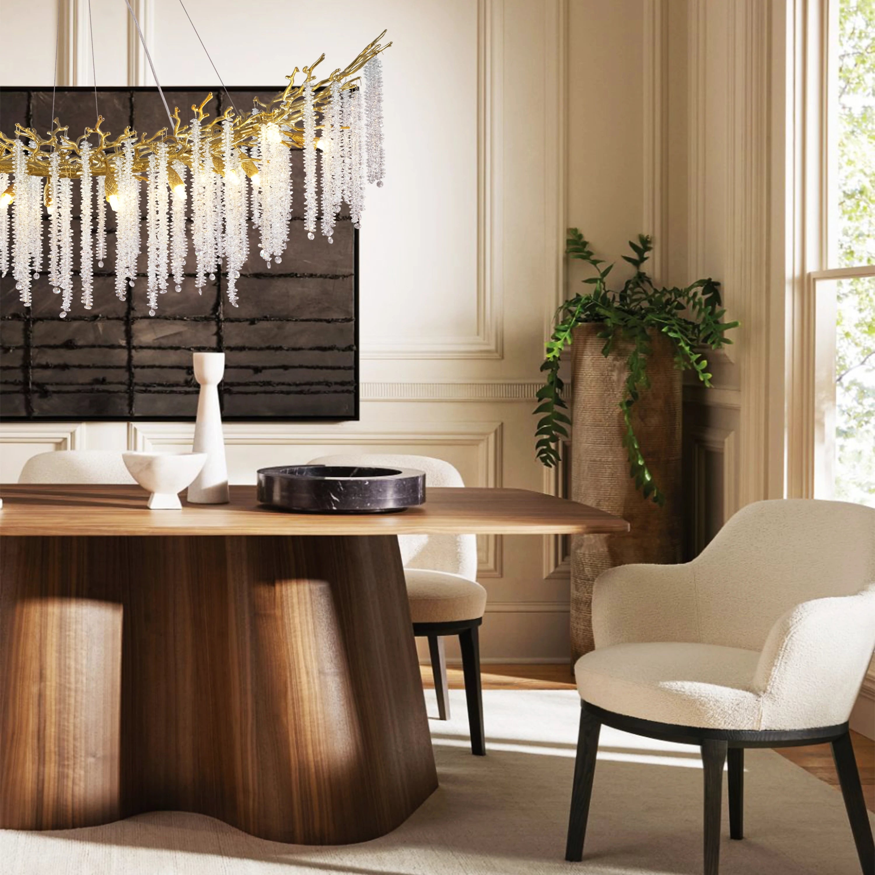 Snow Tree Branches Linear Chandelier 140cm L