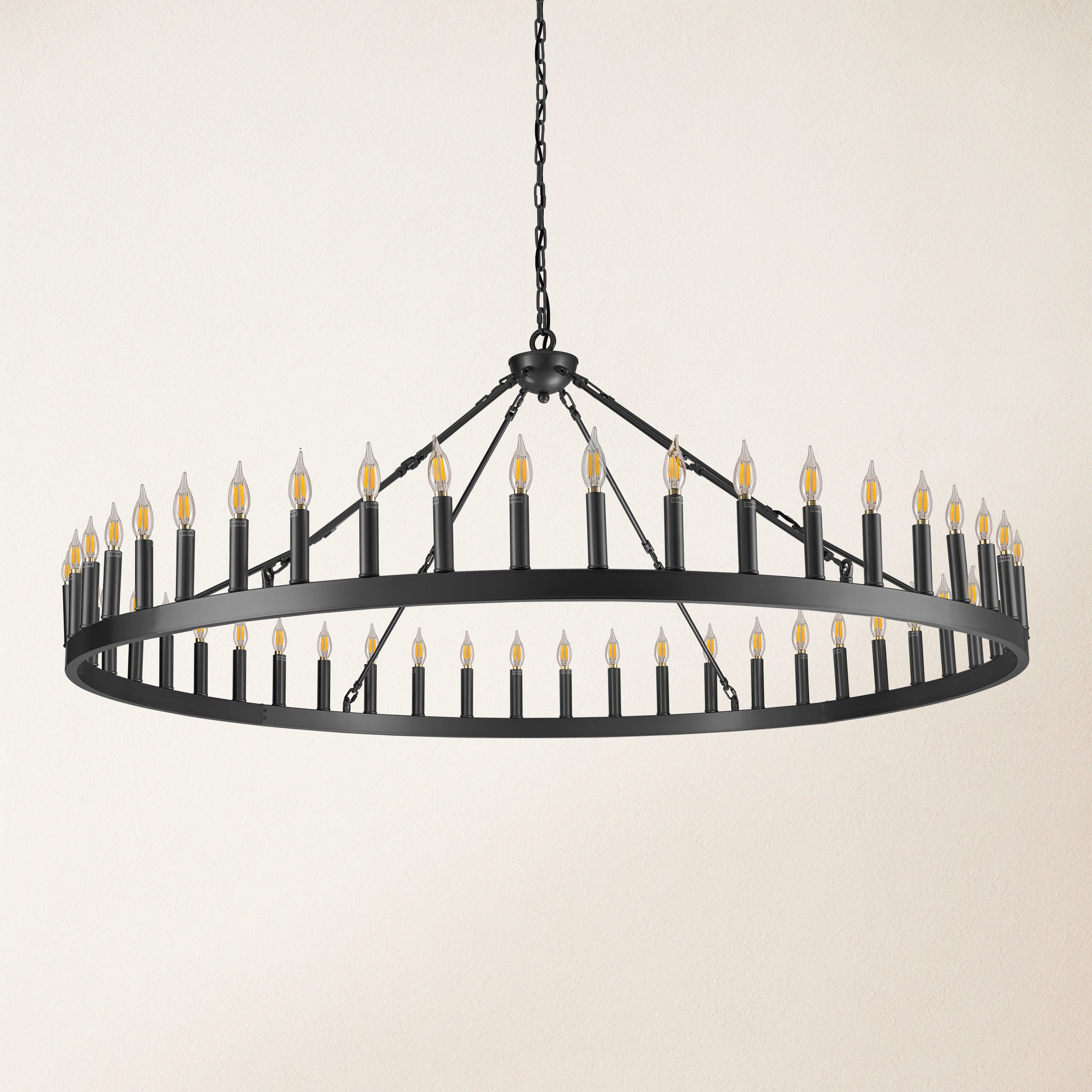 Wagon Wheel Candle Round Chandelier 163cm