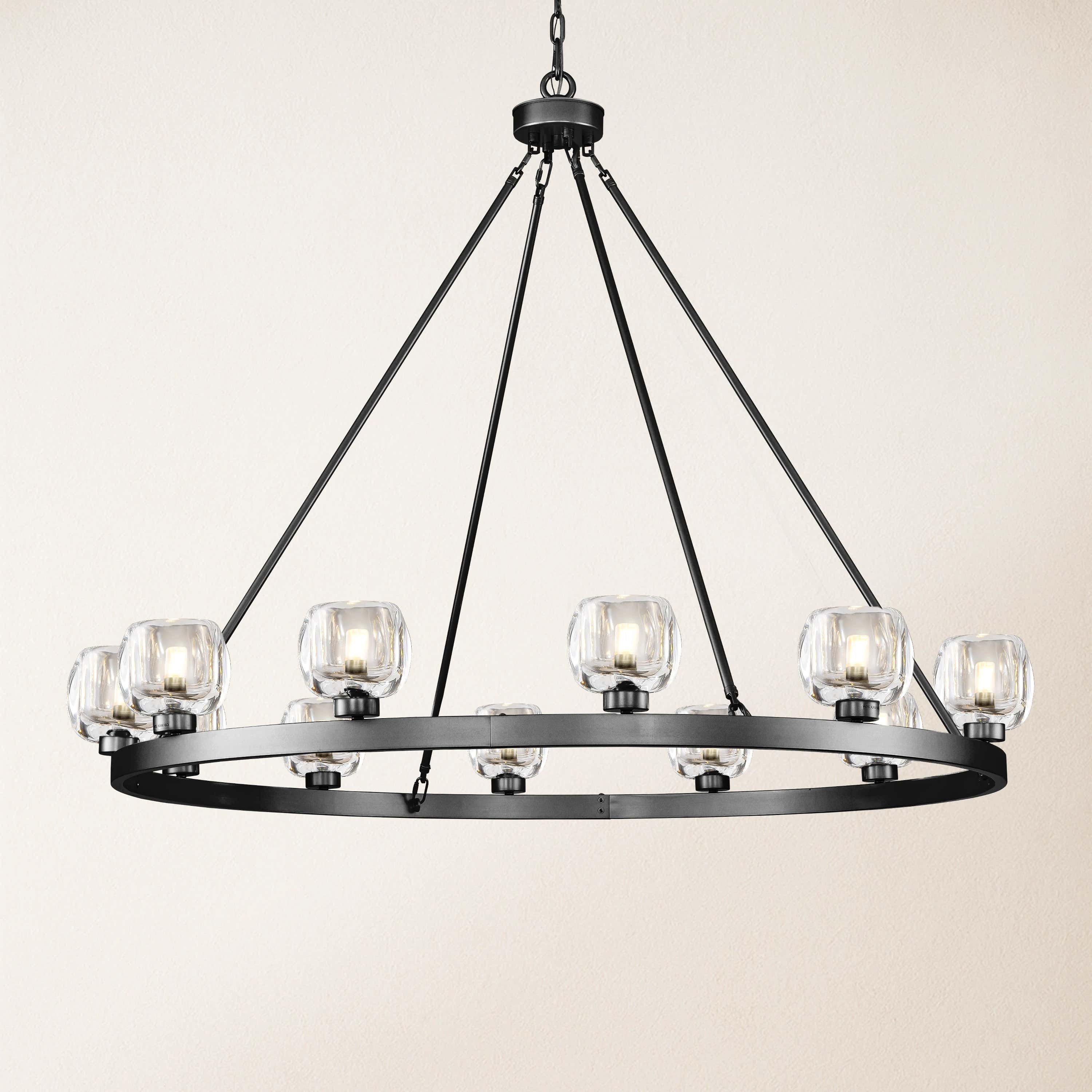 Vellum Round Chandelier 48"D#Finish_Black