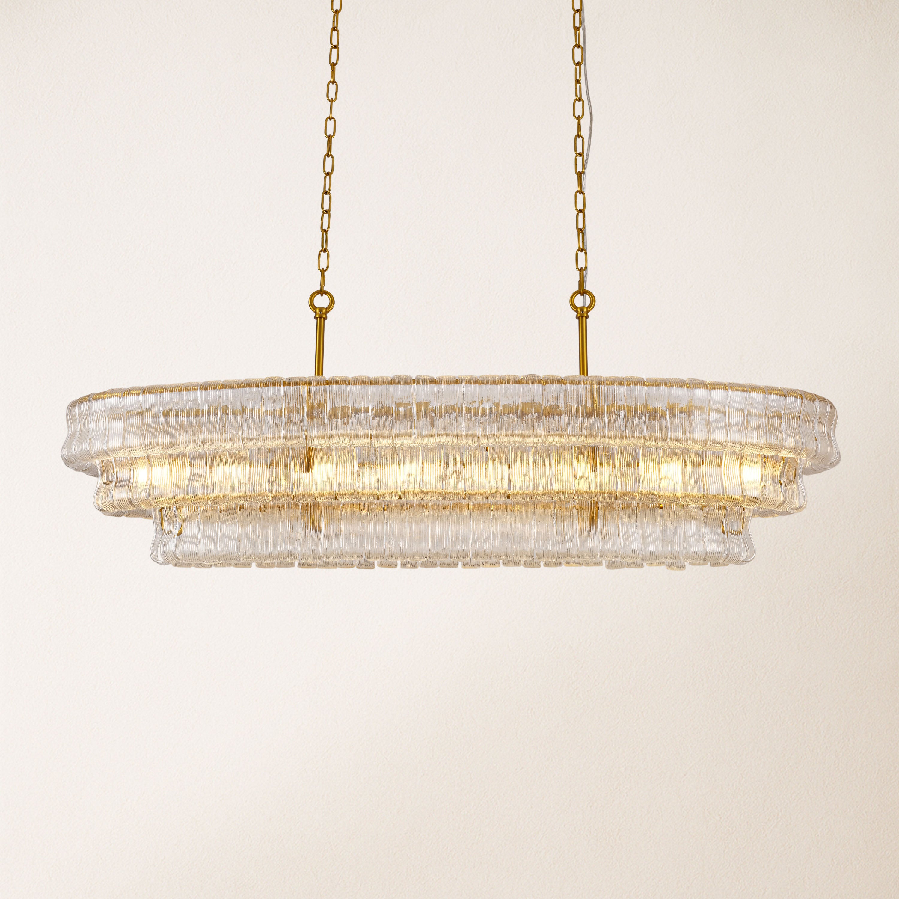 Ondalia Tiered Glass Oval Chandelier 54"W