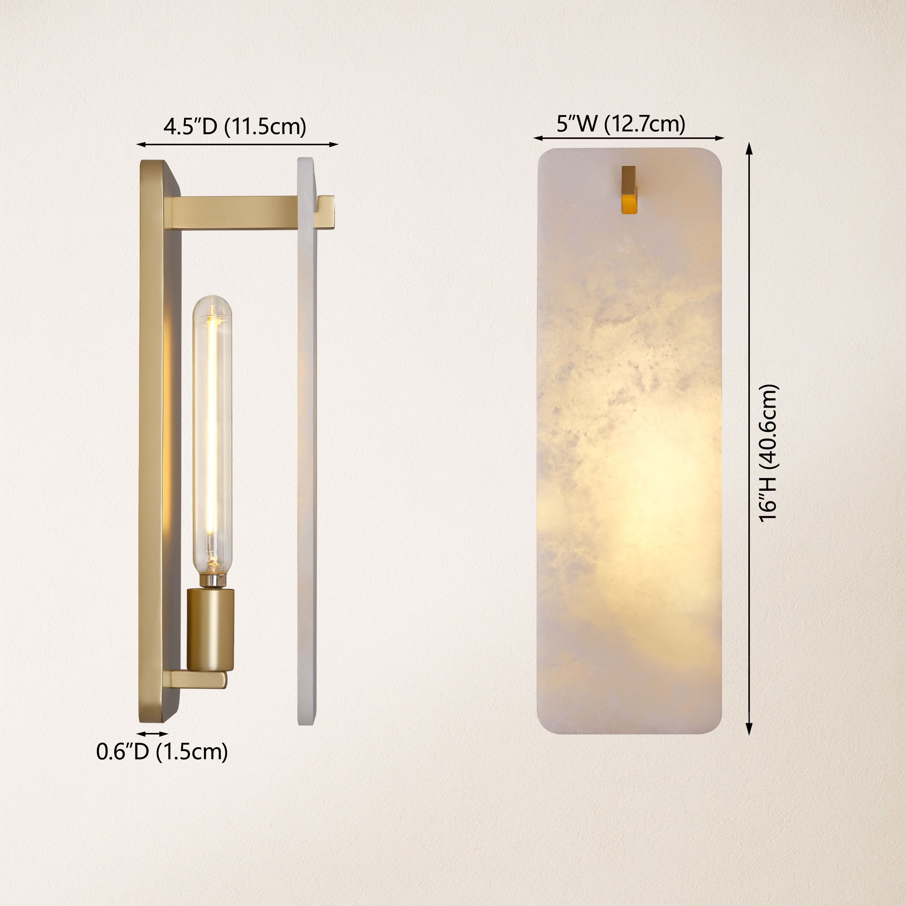 Lunara Alabaster Wall Sconce 16"H