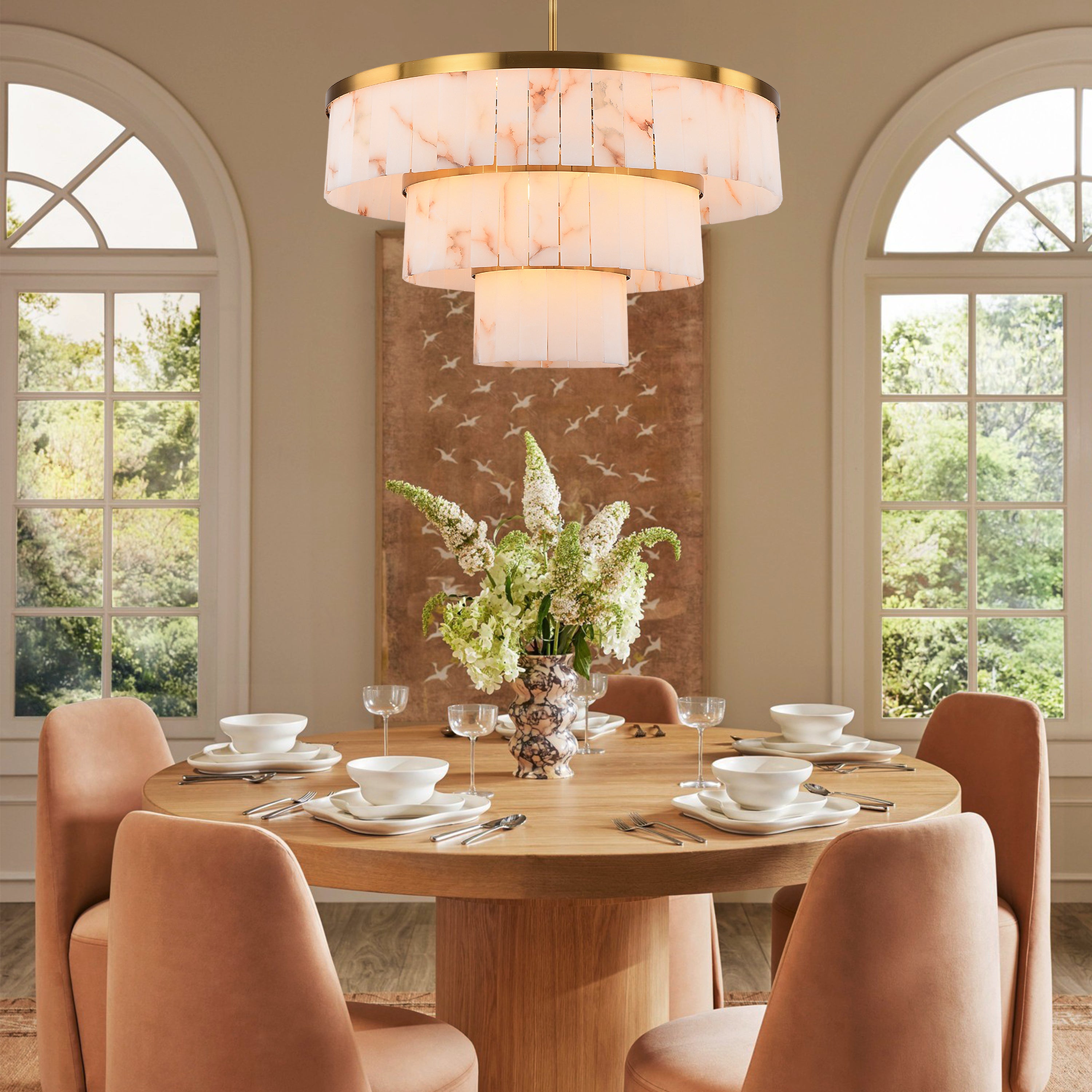 Solmare Alabaster Round Chandelier 86cm