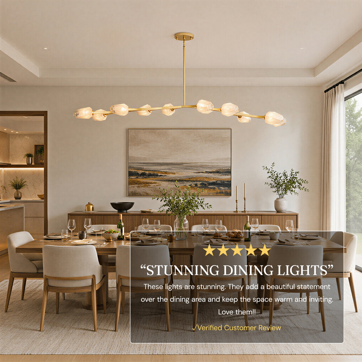 Solenne Cloud Glass Linear Chandelier 70"W