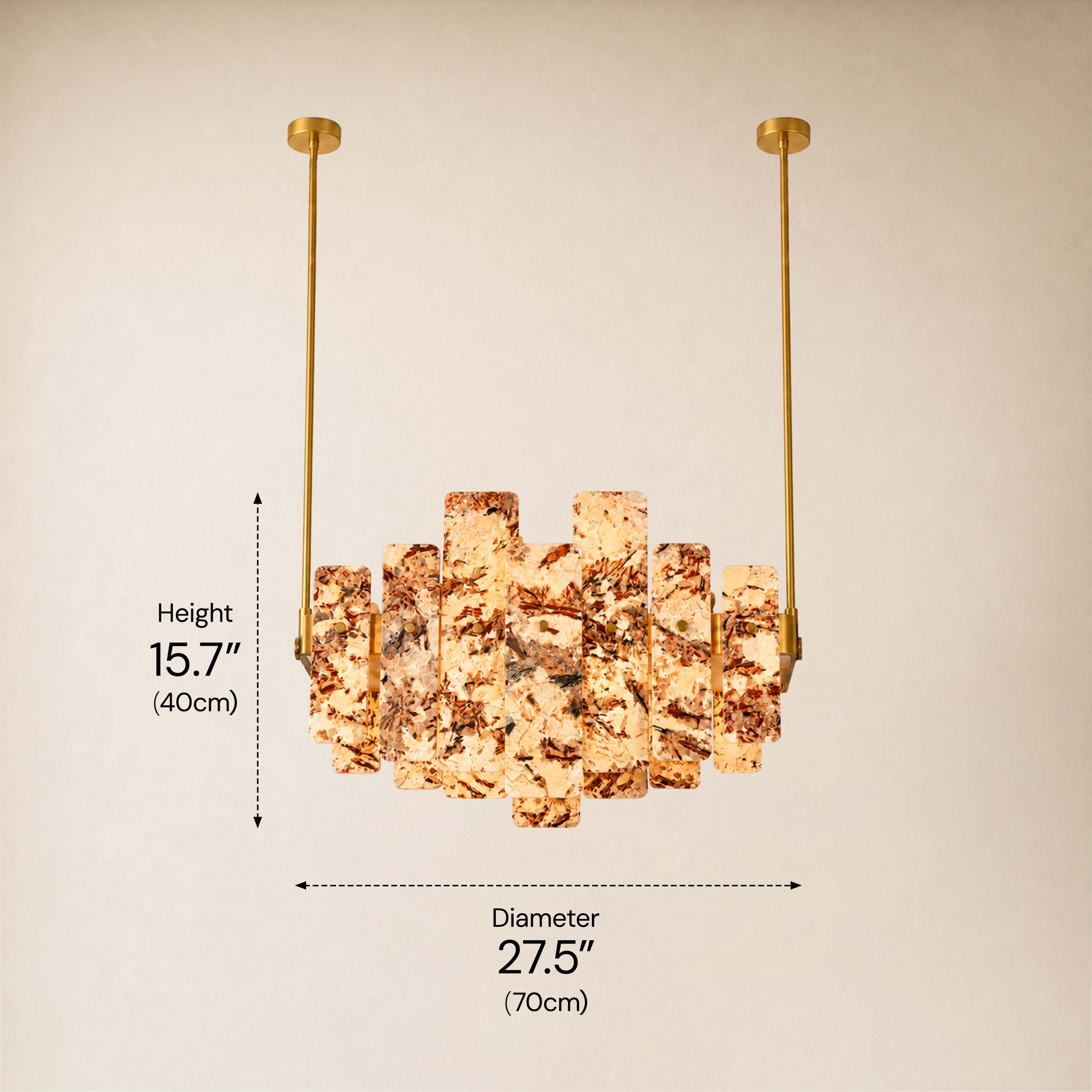 Pietra Amber Marble Panel Chandelier 27.5"W