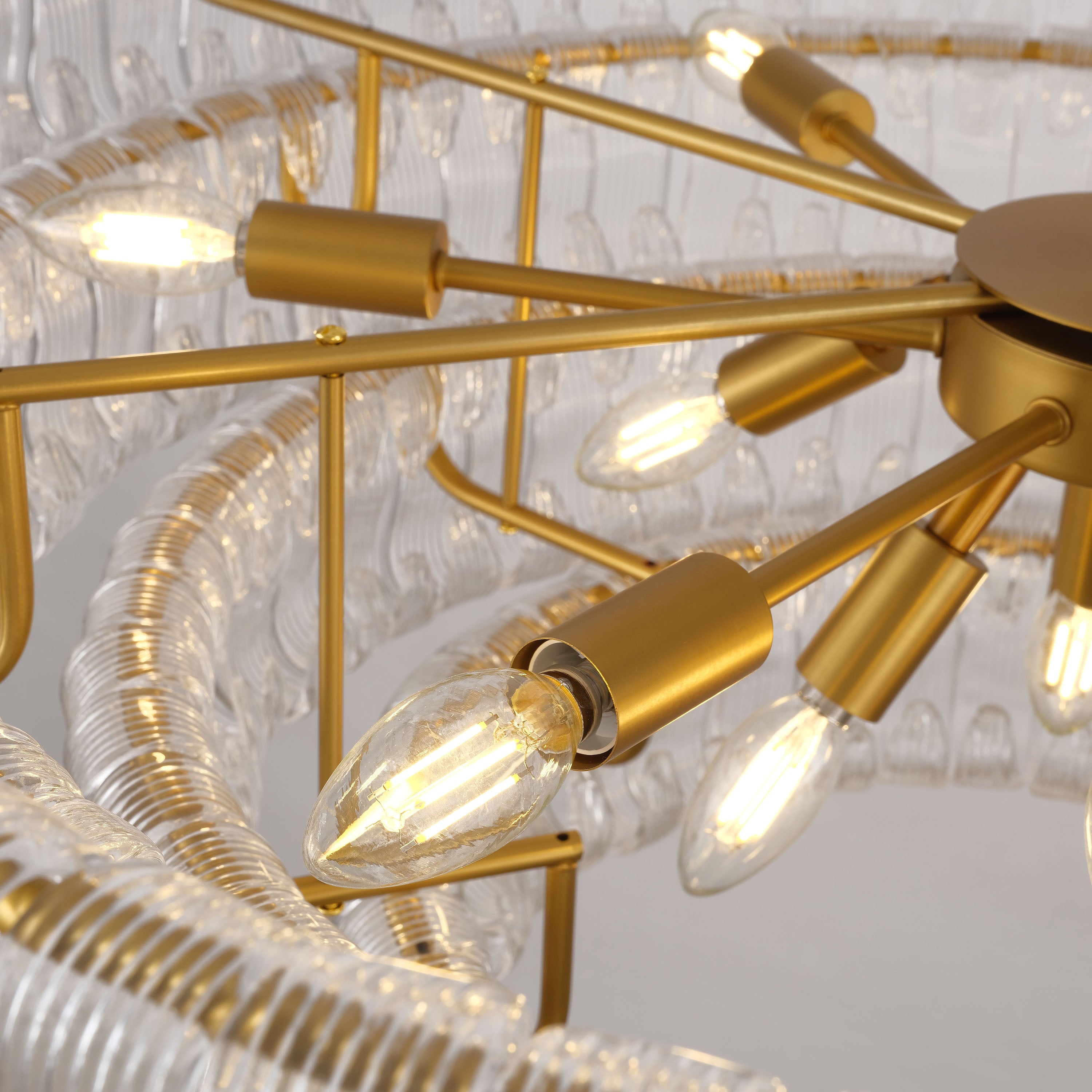 Ondalia Tiered Glass Round Chandelier 36"D